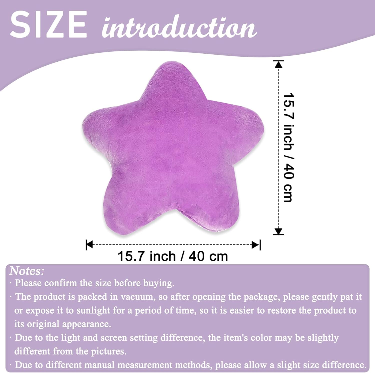 Star Pillow Plush Purple Cute Toy for Kids 157 Inch 1