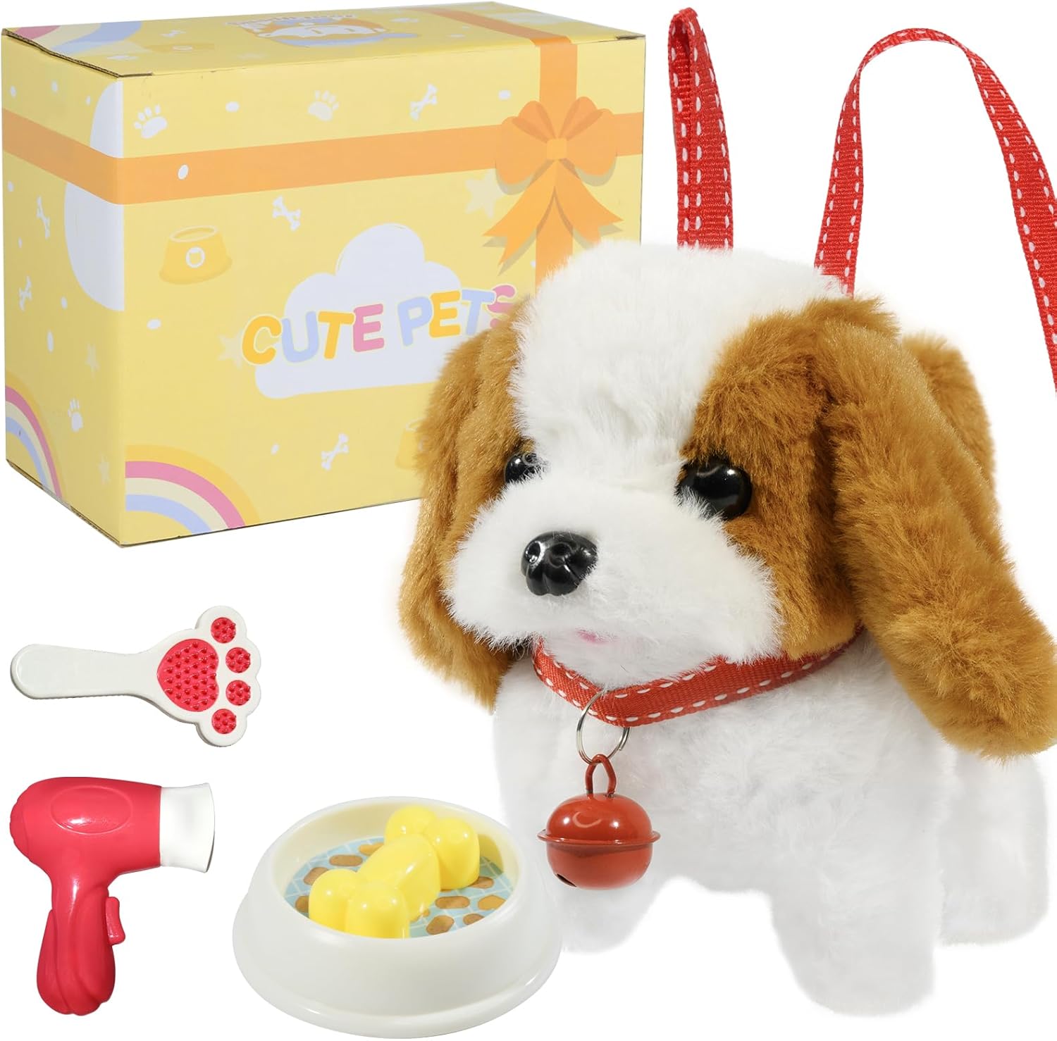 Plush Walking Dog Toy with Leash