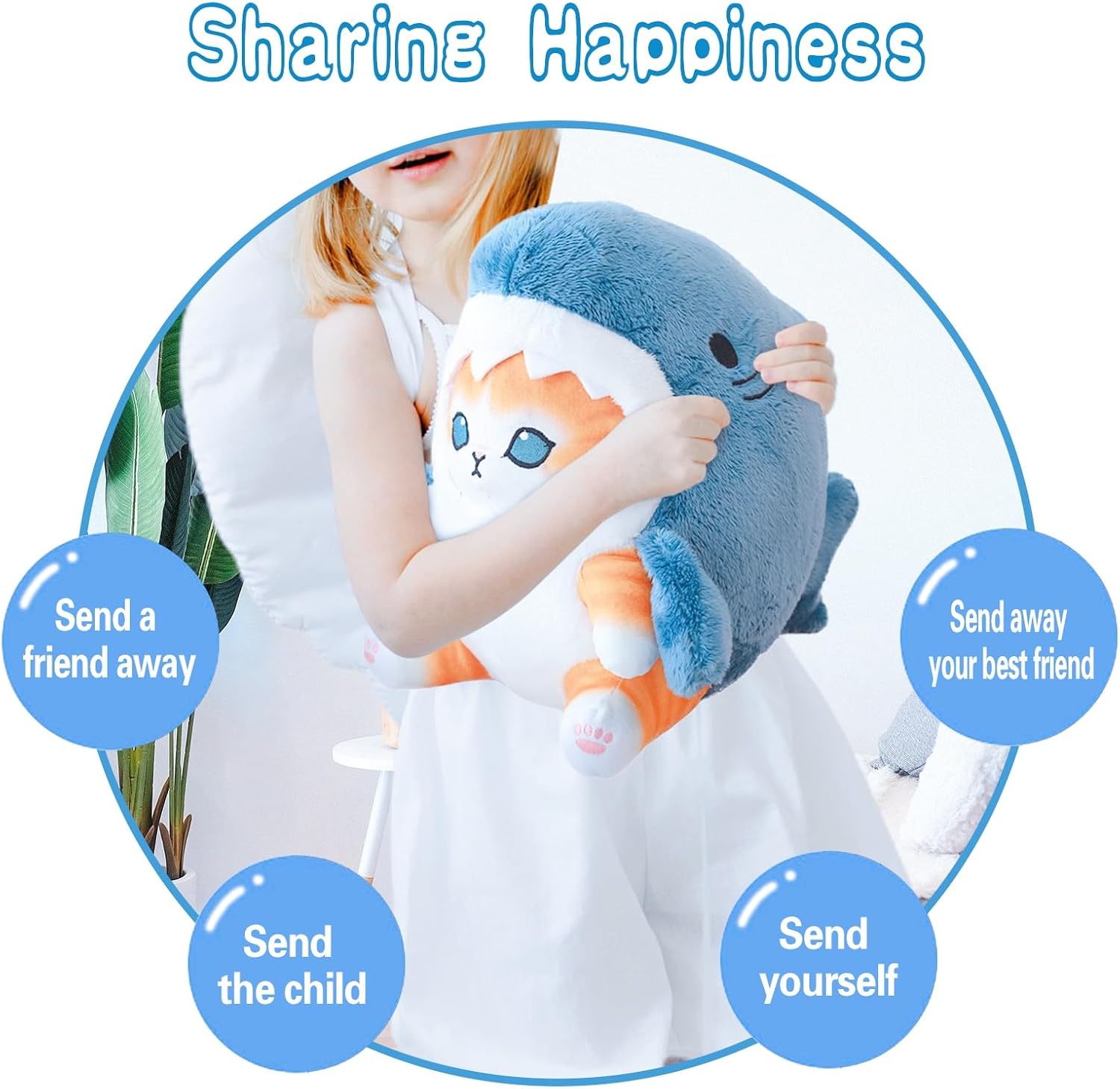 Kawaii Shark Cat Plush Pillow Toy