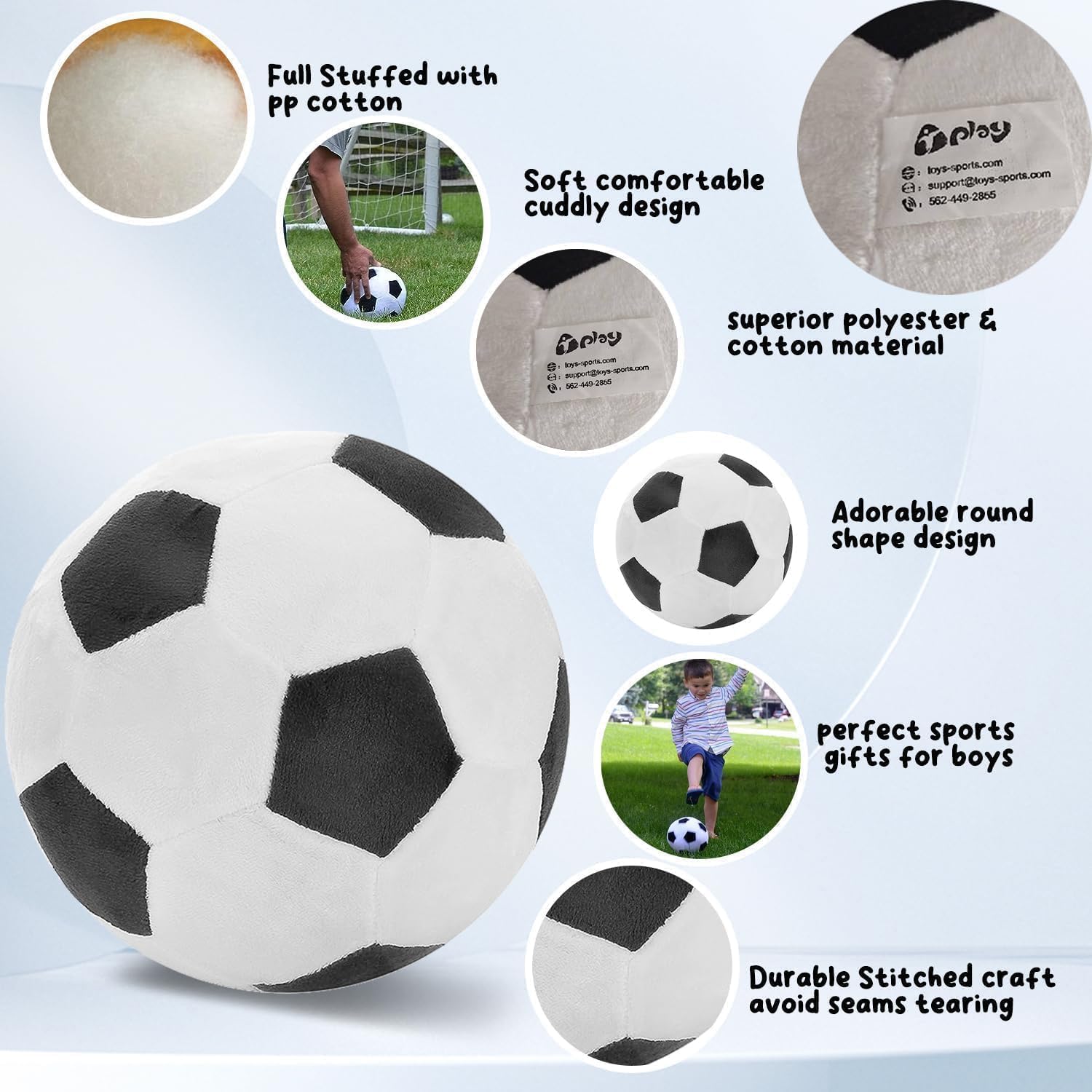 T Play Soccer Ball Plush Throw Pillow Toy
