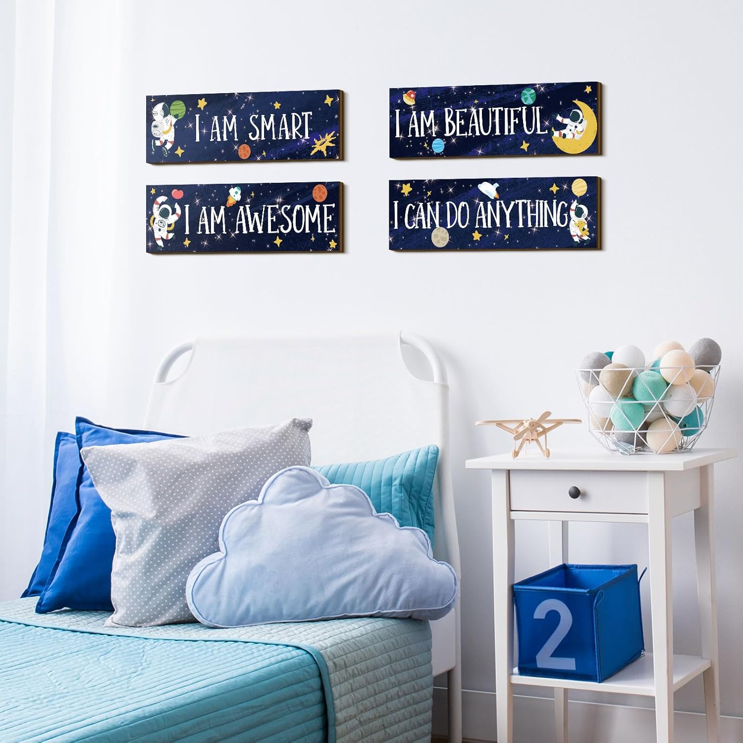 Yookeer 4 Pcs Space Wall Decor for Kids Bedroom