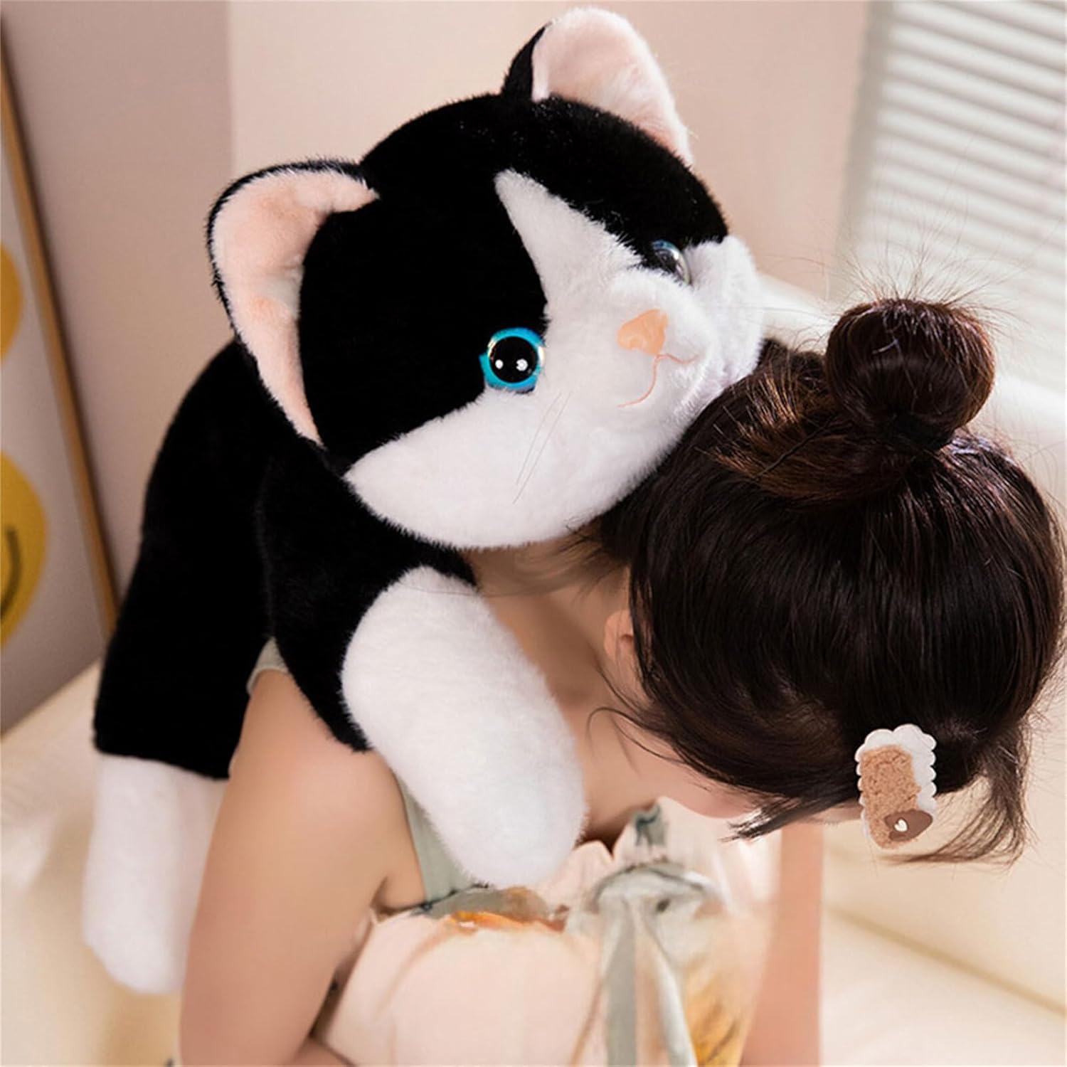 Black and White Cat Weighted Plush Toy