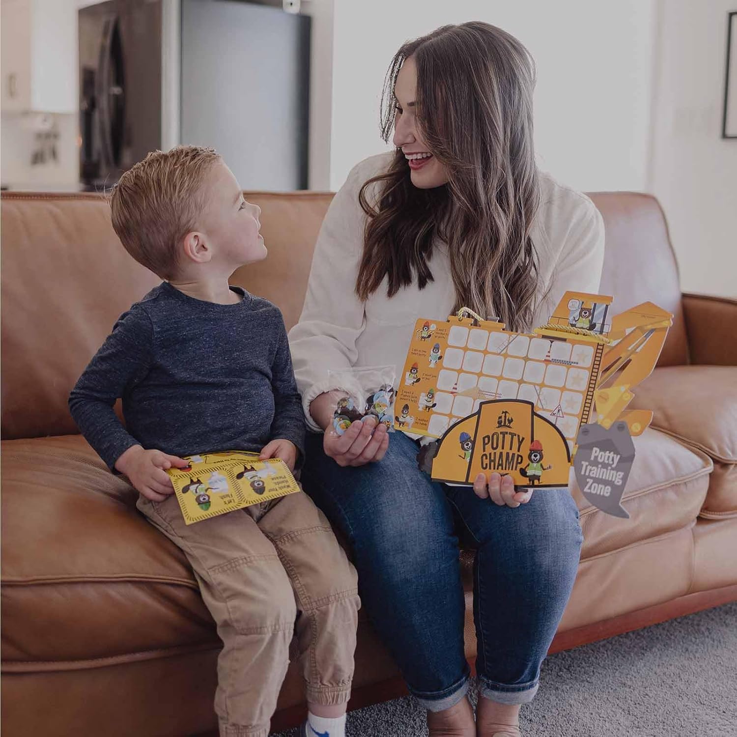 Potty Training Chart with Tractor Stickers and Crown