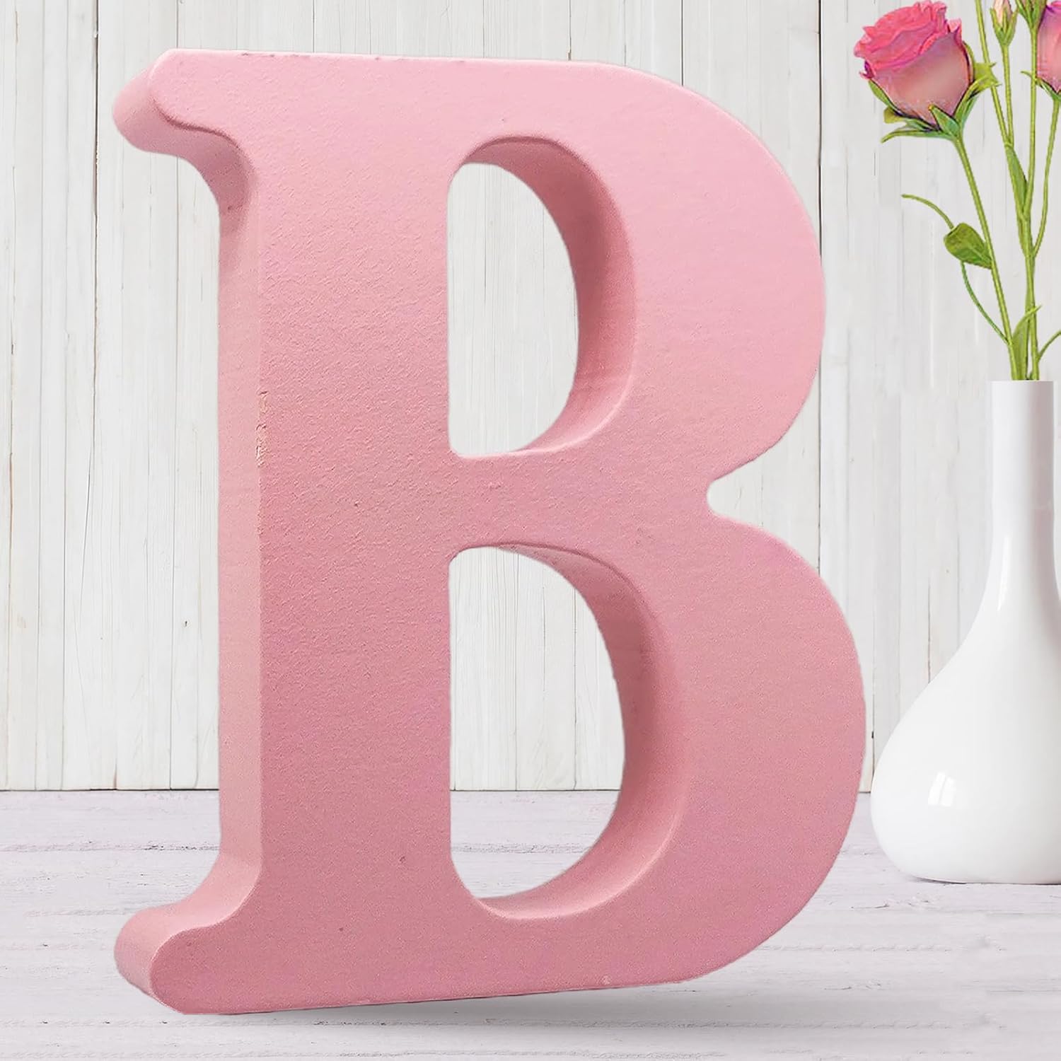 AOCEAN 8 Inch Pink Wood Letters for Wall Decor
