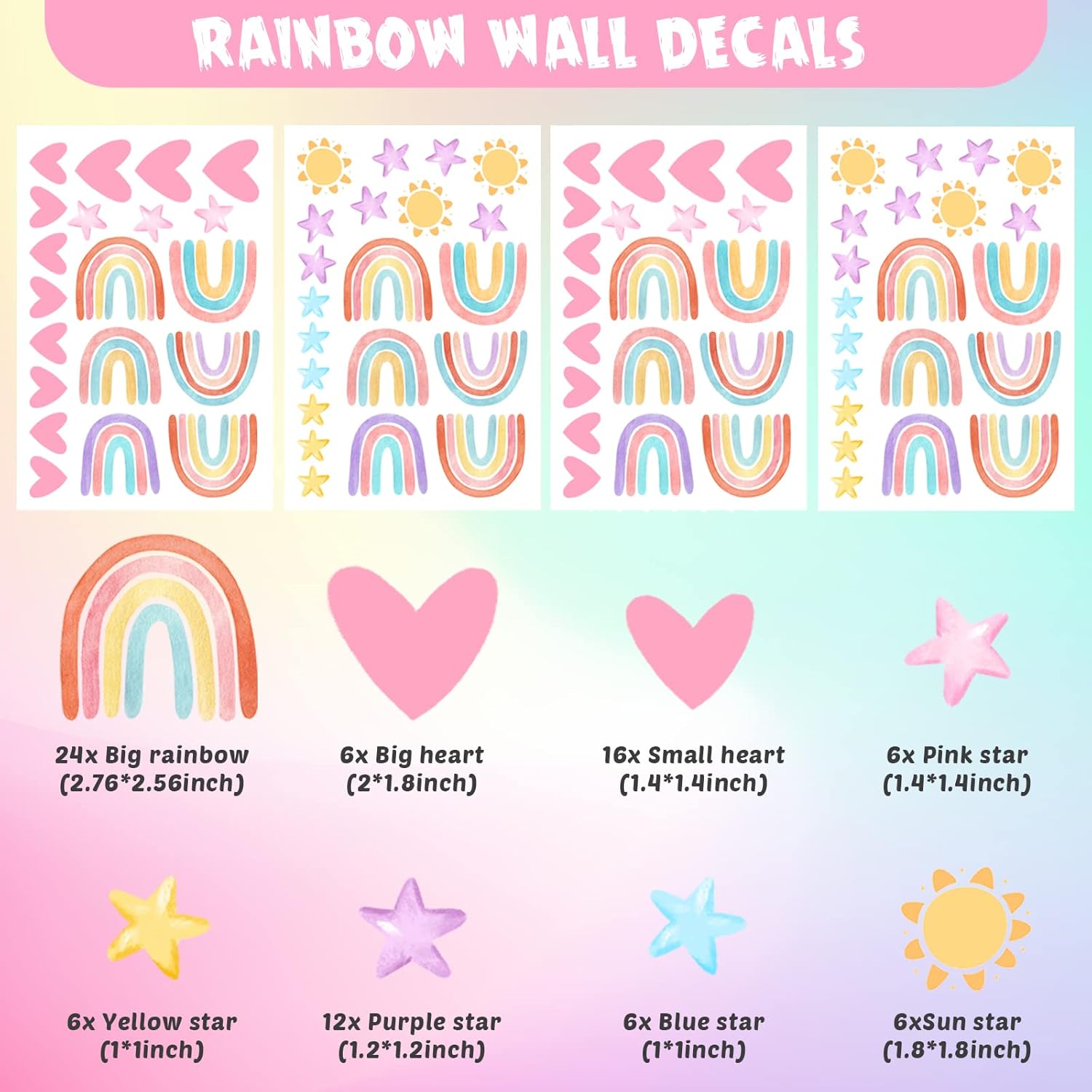 Epakh Rainbow Wall Stickers for Kids Room