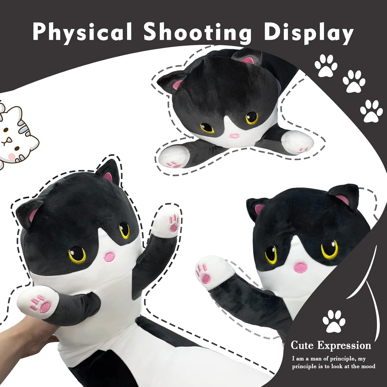 Kawaii Long Cat Plush Pillow for Kids