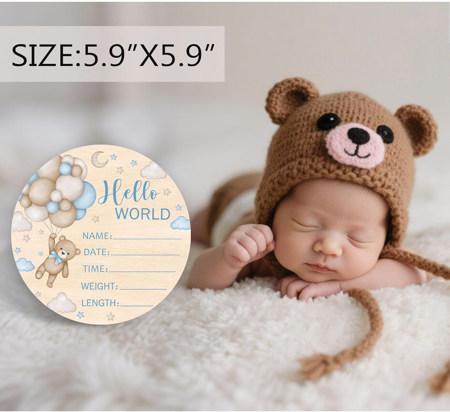 Andrain Double-Sided Wooden Baby Sign
