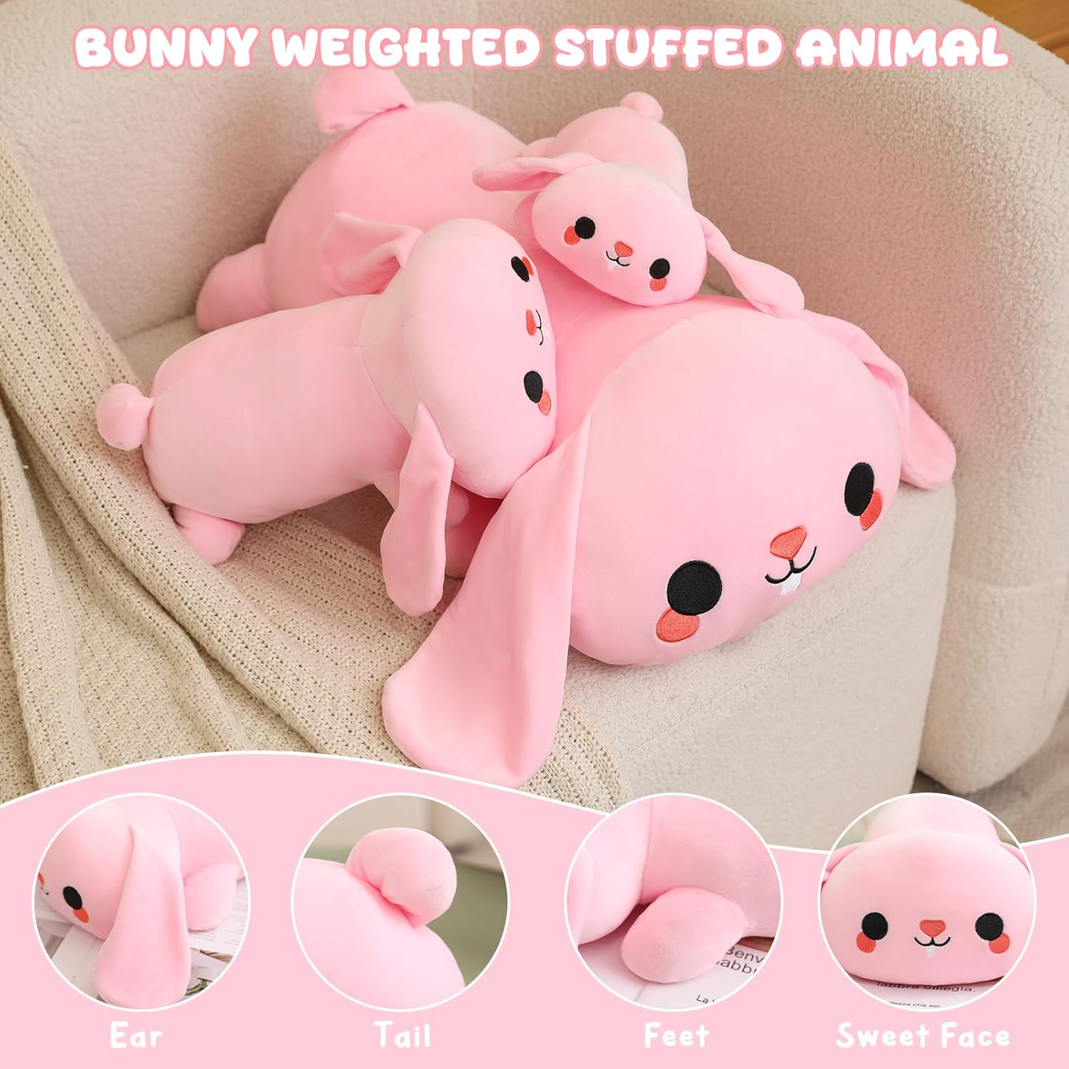 Weighted Bunny Plush Toy for Snuggling and Relaxation