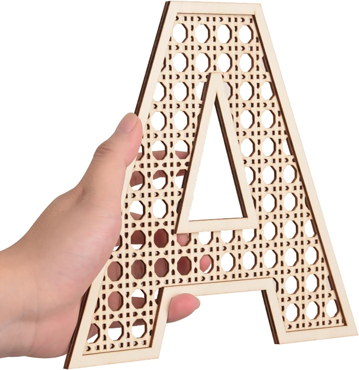 8 Inch Wooden Rattan Letter A Wall Decor