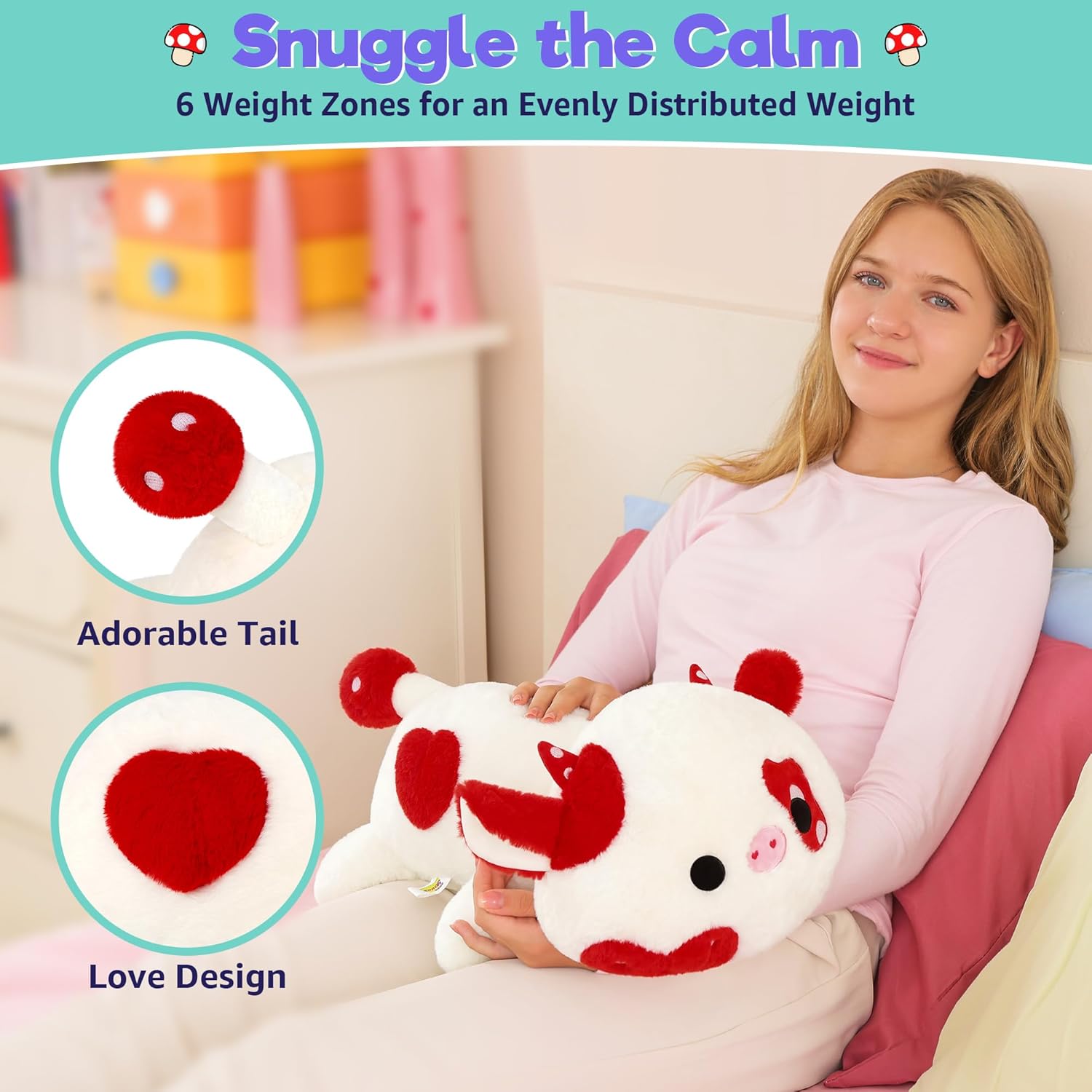 Onsoyours Weighted Mushroom Cow Plush Toy