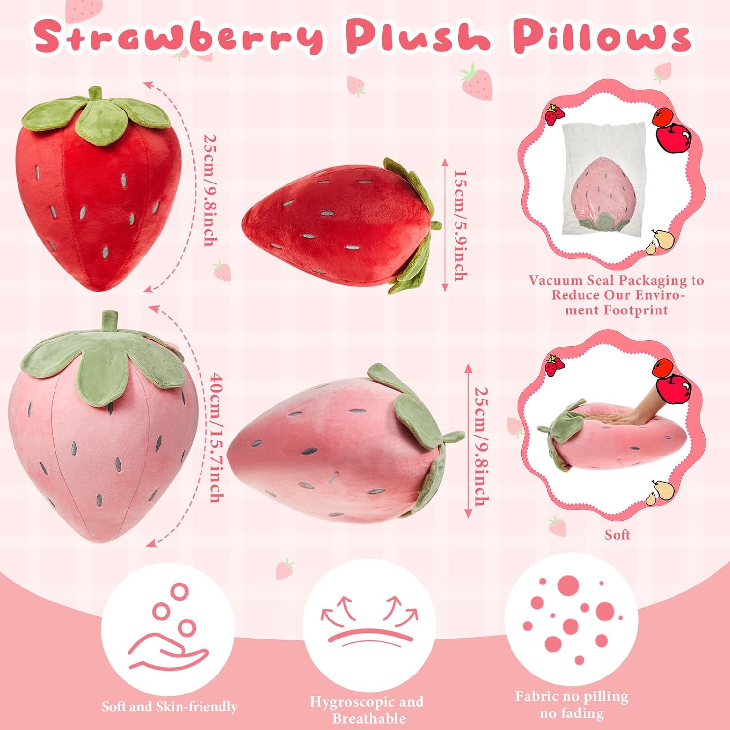Juexica 2 Pcs Strawberry Plush Pillow