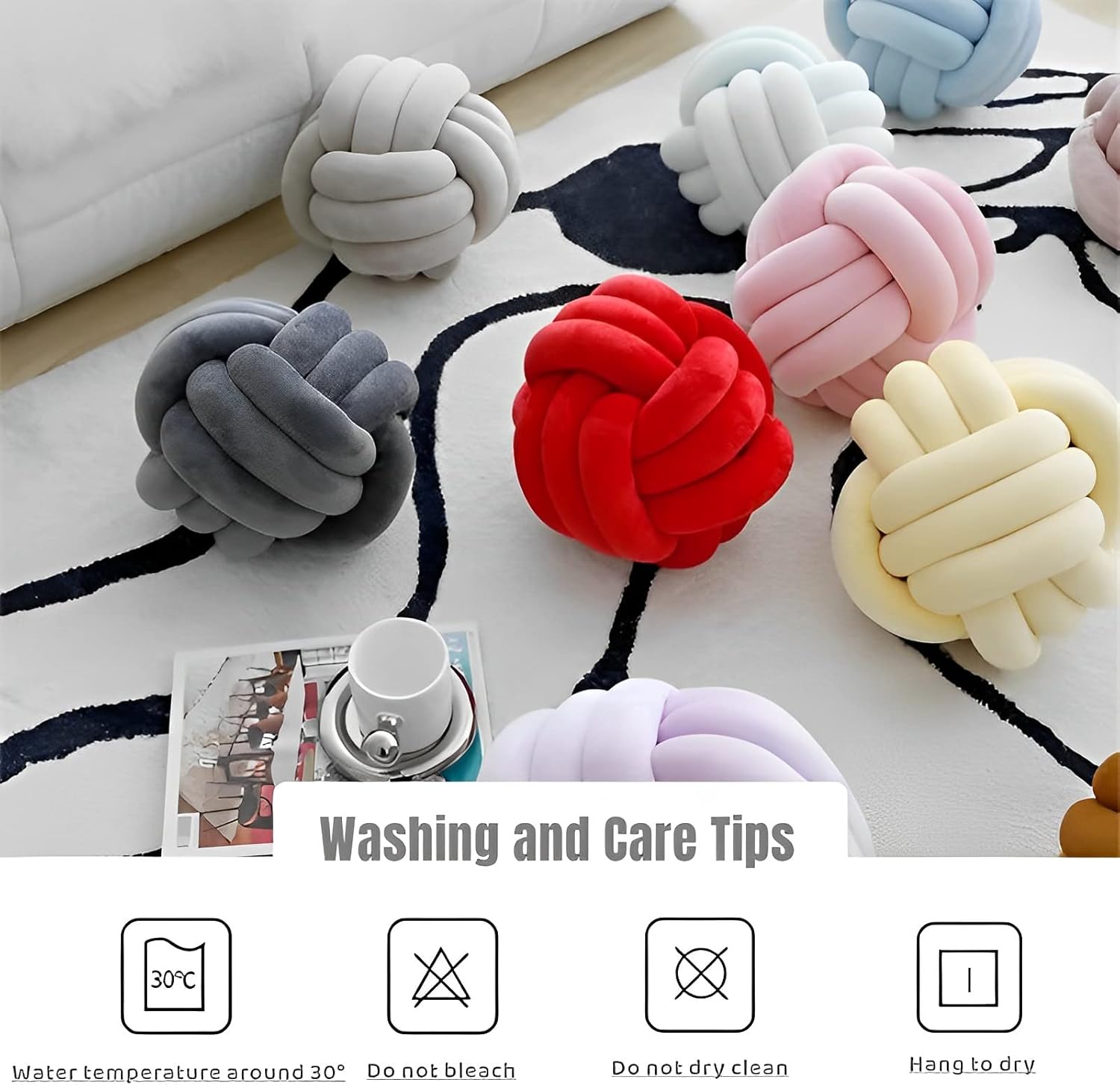 KEBAIHUA Knot Ball Pillow Round Plush Throw Cushion