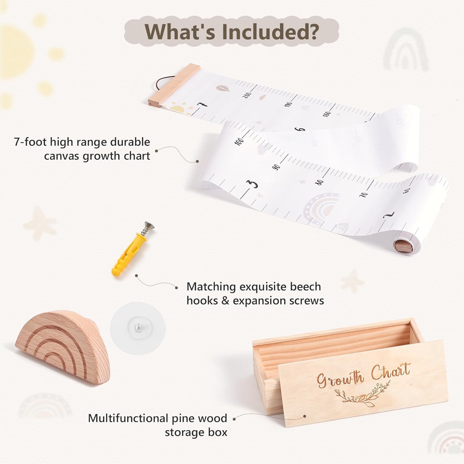 Growth Chart for Wall with Keepsake Box and Hook