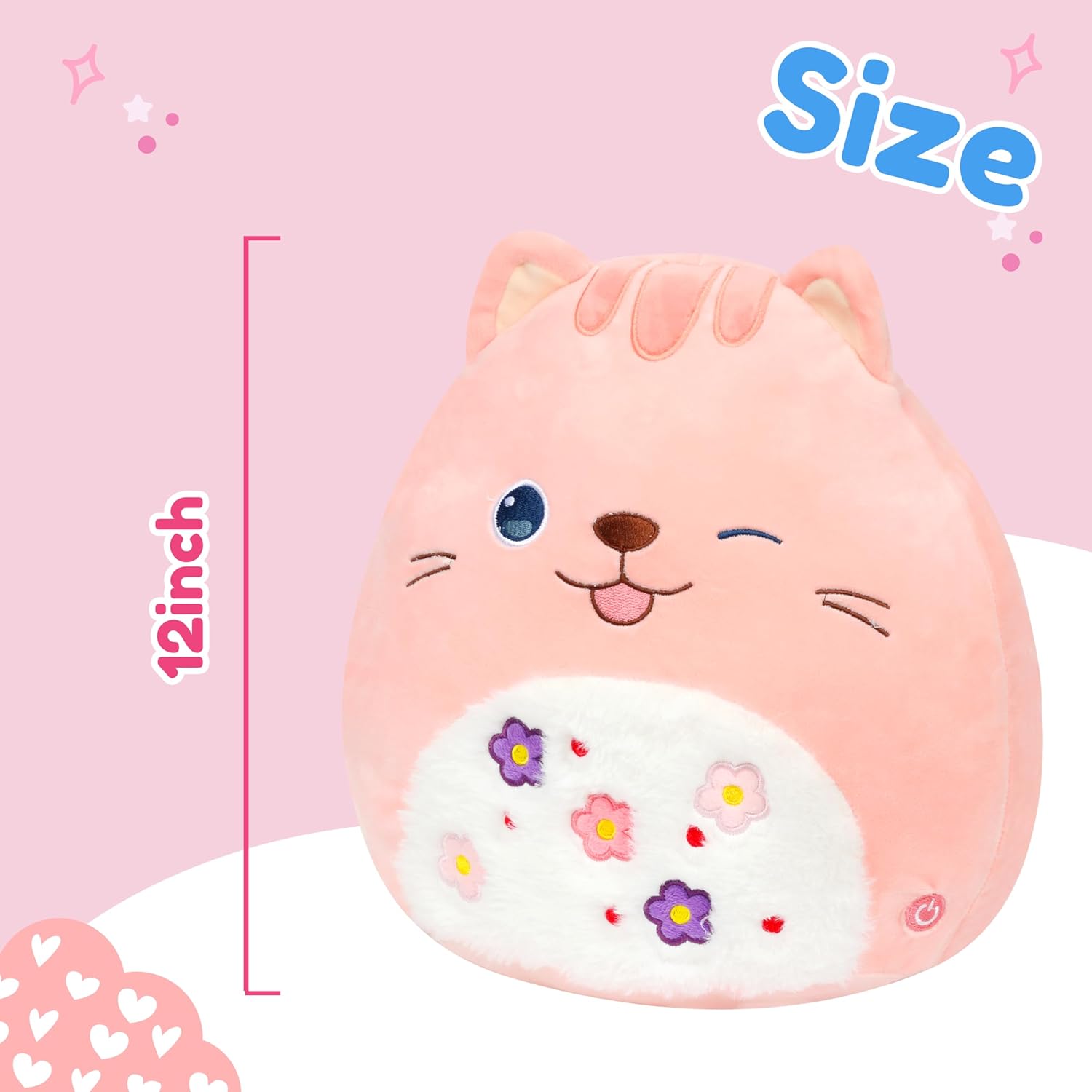 Easfan LED Cat Plush Pillow Soft Pink