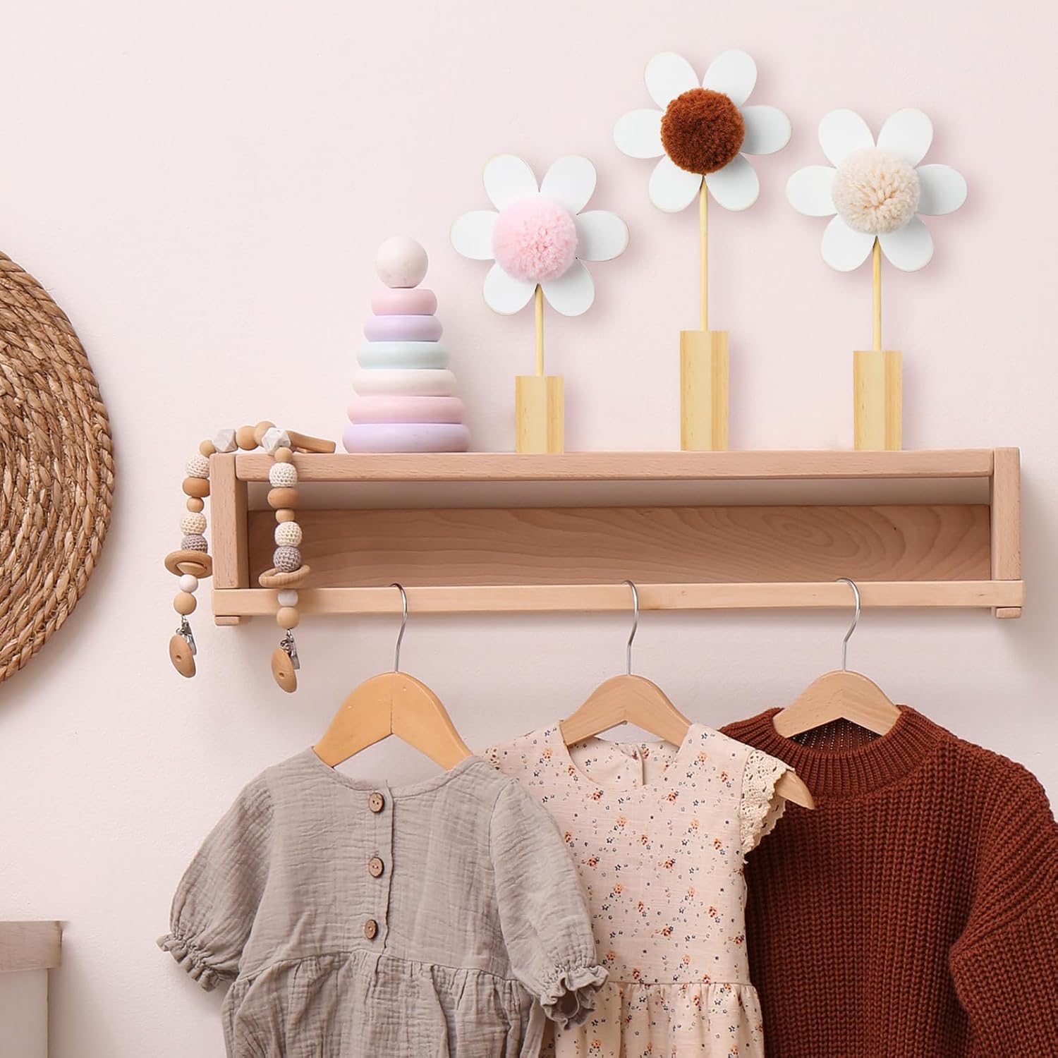 3 Pcs Wooden Daisy Wall Decor Set