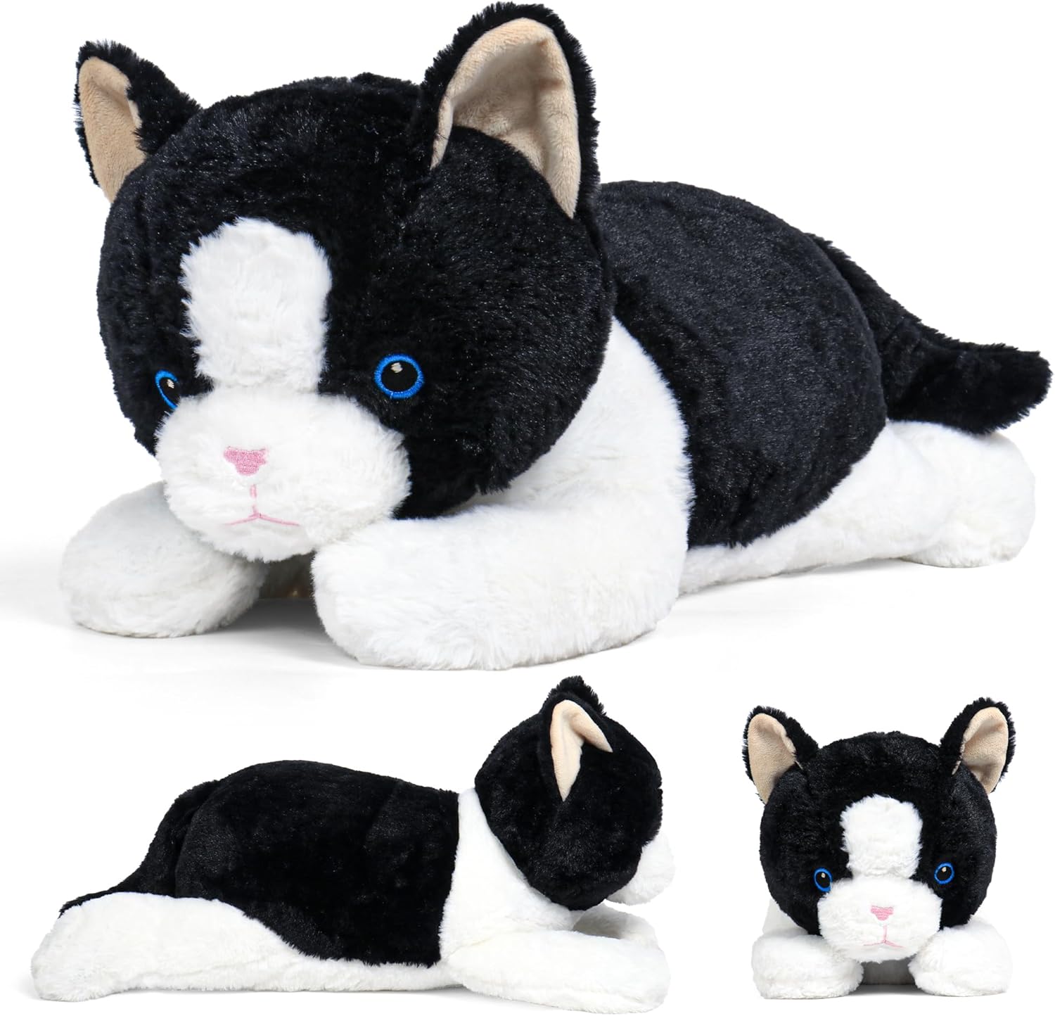 5lbs Black White Cat Weighted Plush Pillow