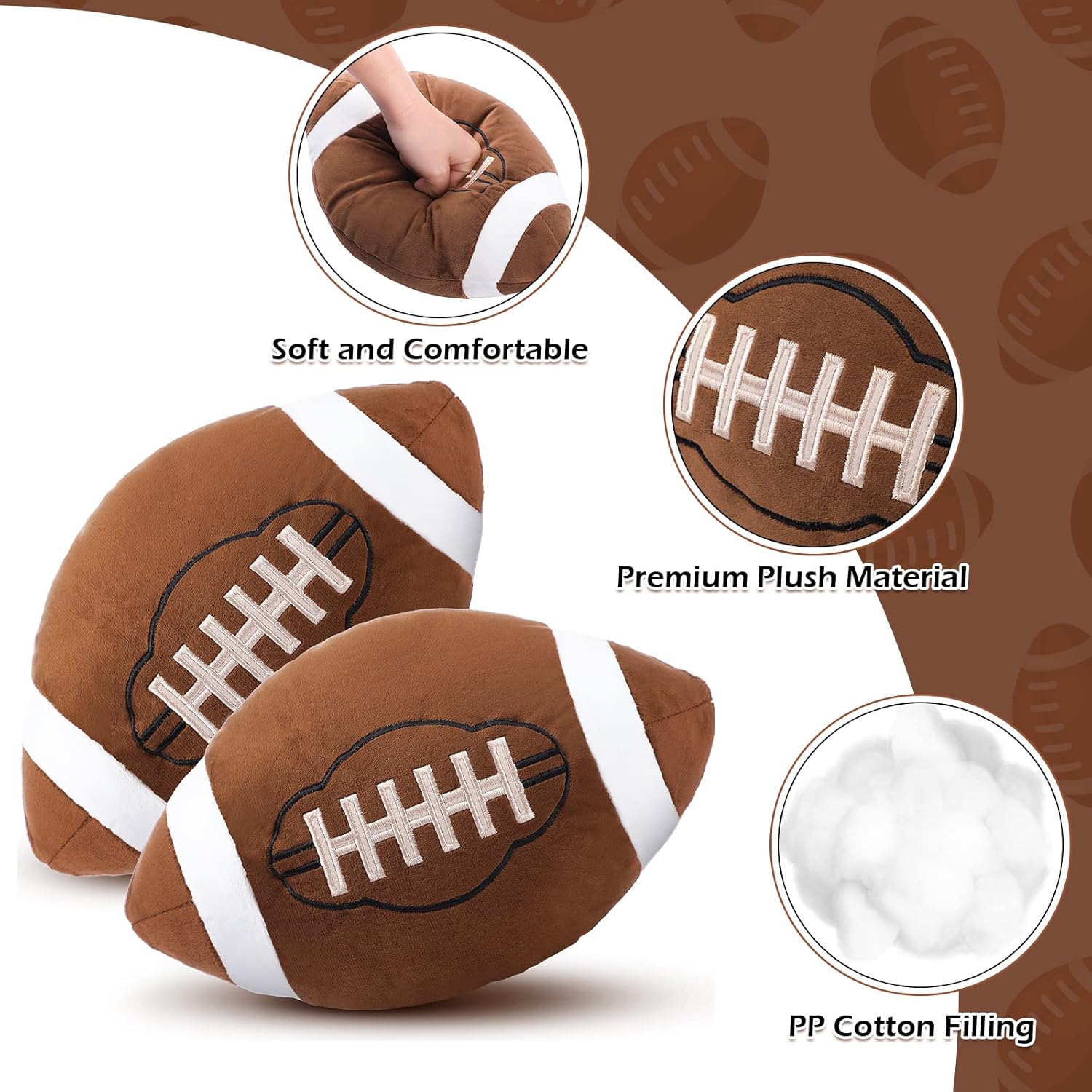 HyDren 2 Pc Plush Football Pillows