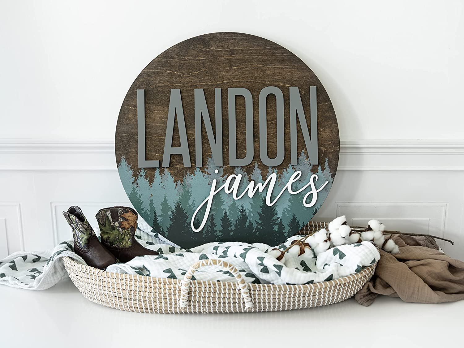Pine Tree Nursery Name Sign 18 24