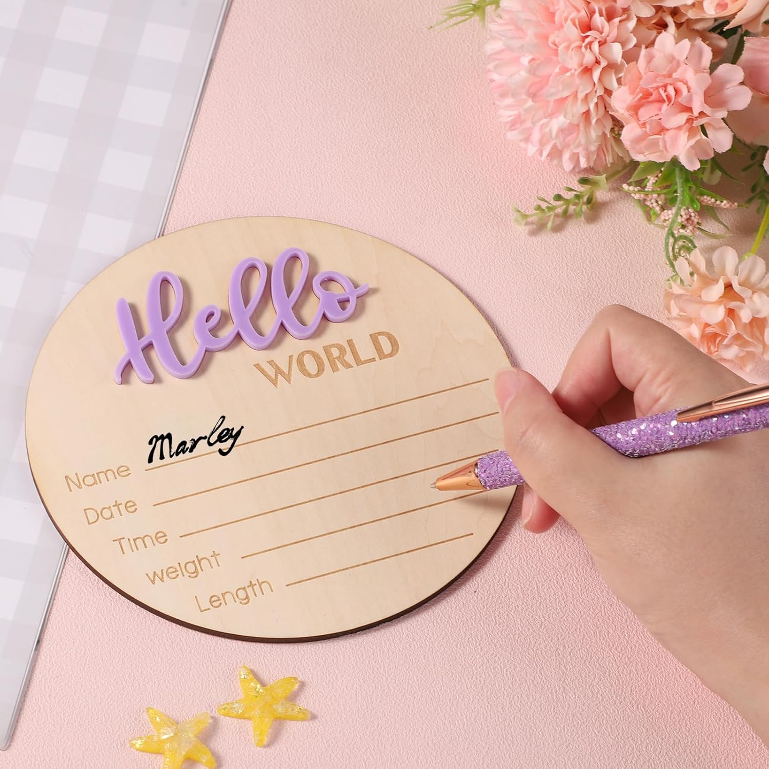 Newborn Hello World Wooden Sign