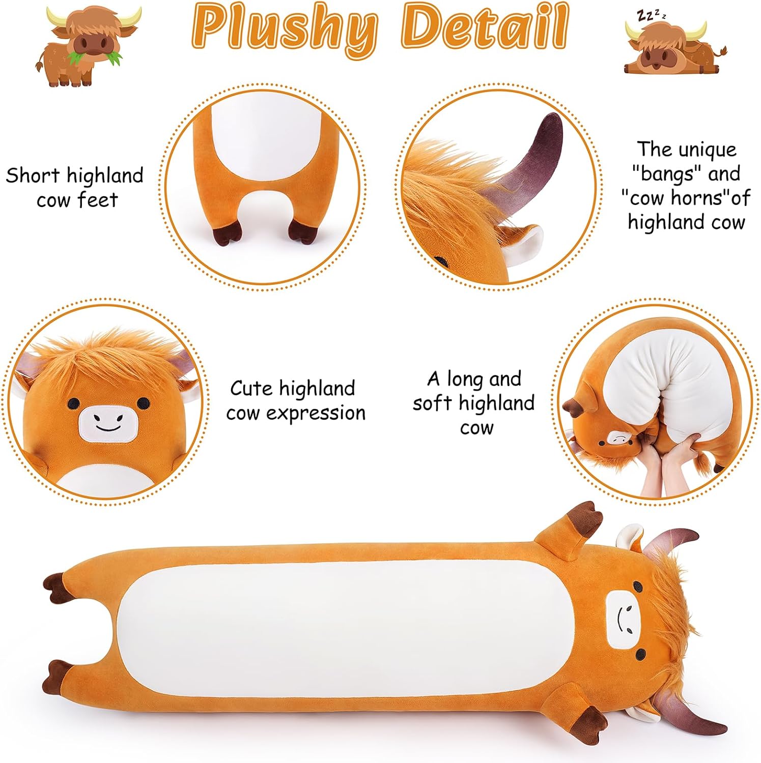 Large Highland Cow Plush Pillow
