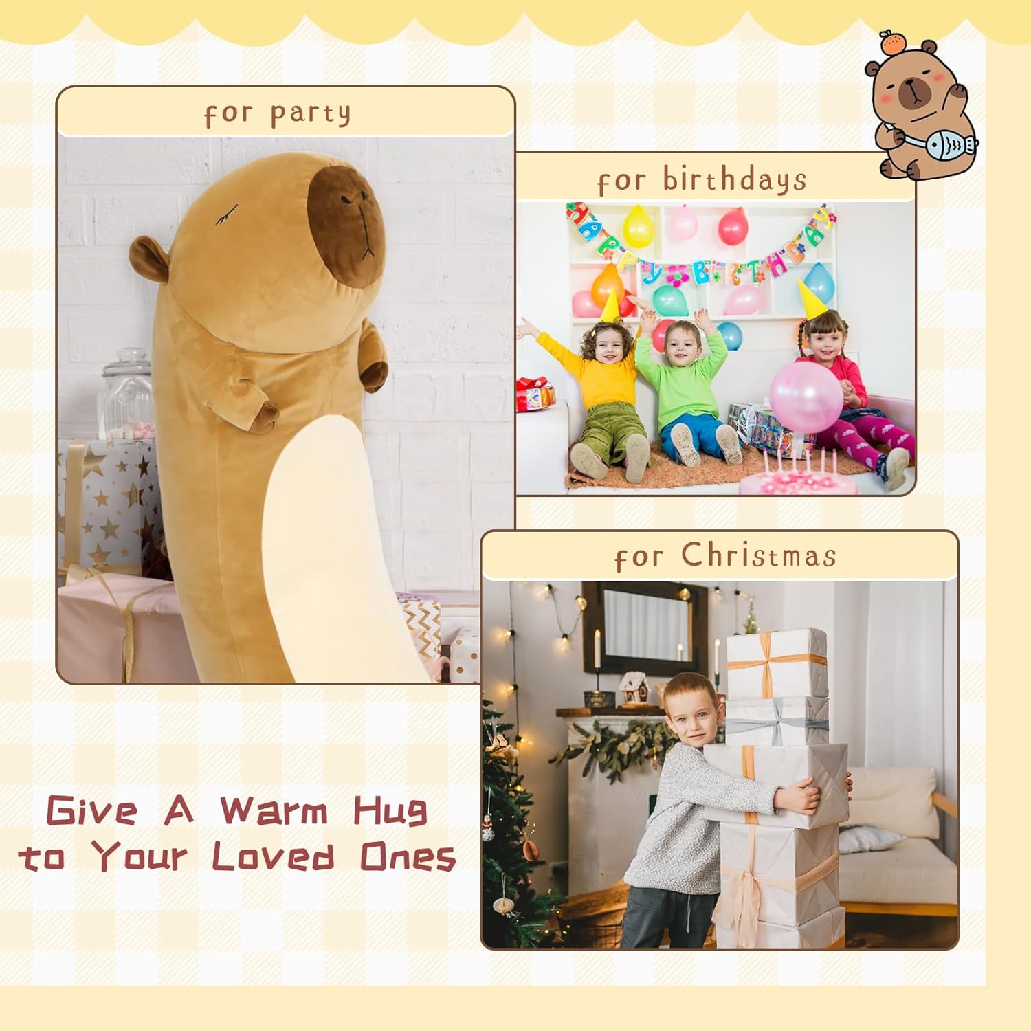 Tezituor Long Capybara Plush Pillow