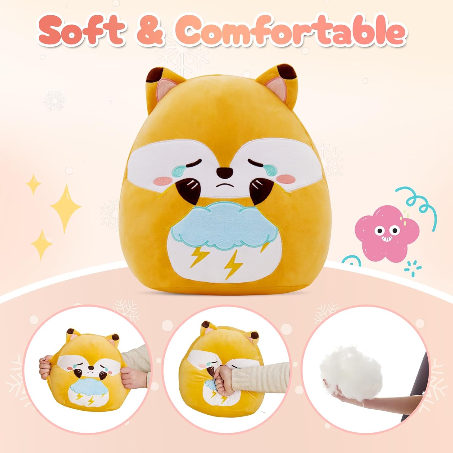 Soft 12-Inch Red Fox Plush Pillow