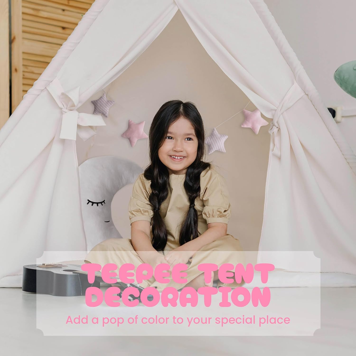 Perfectto Design Kids Moon Pillow with Stars Garland