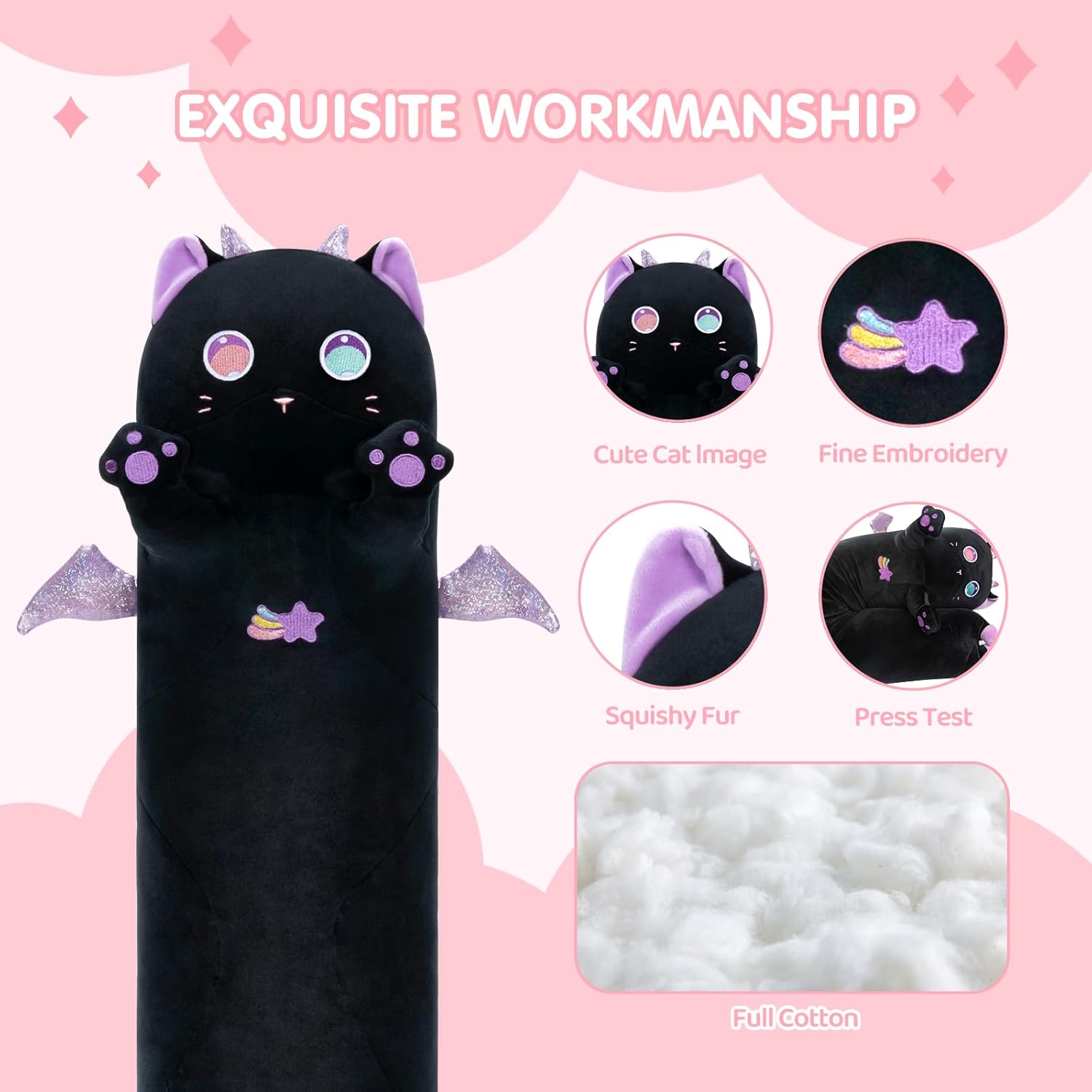 Long Cat Plush Body Pillow for Kids