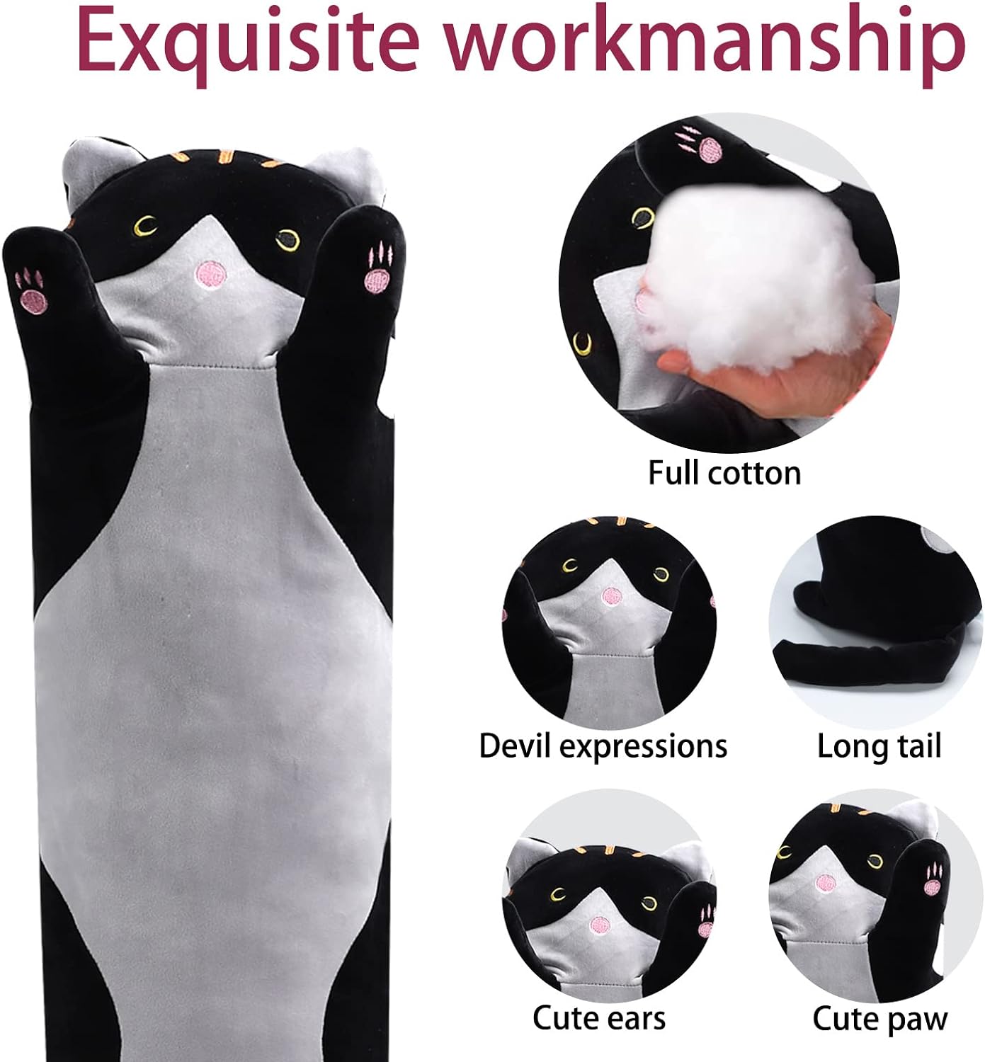 Wuyu Plush Cat Pillow Soft Hugging Toy