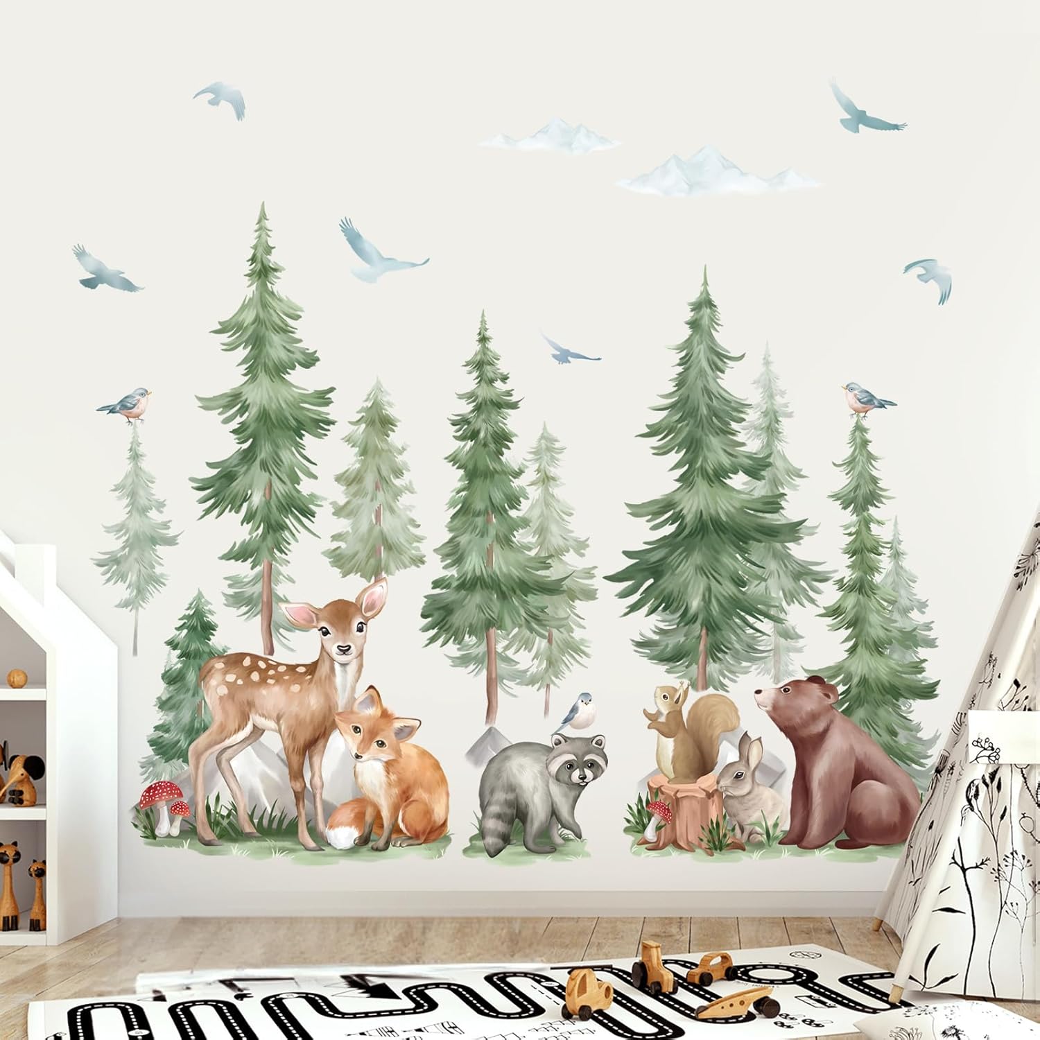 Wondever Mountain Tree Wall Stickers for Kids Room 1