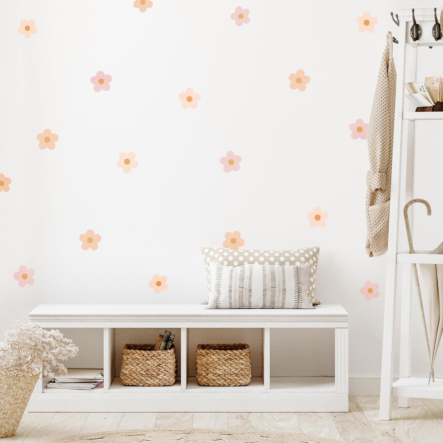 Daisy Blush Pink Boho Wall Stickers for Kids