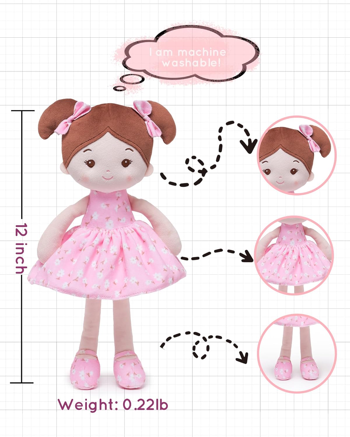 Soft Baby Doll Toys 12 Inches FloraBelle Pink