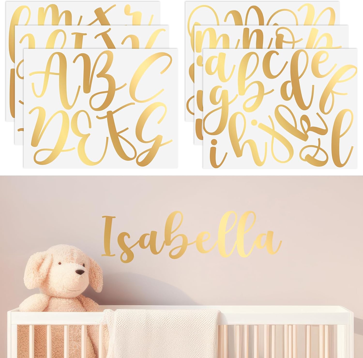 Boao 7 Letter Wall Decal Set Gold Alphabet Stickers