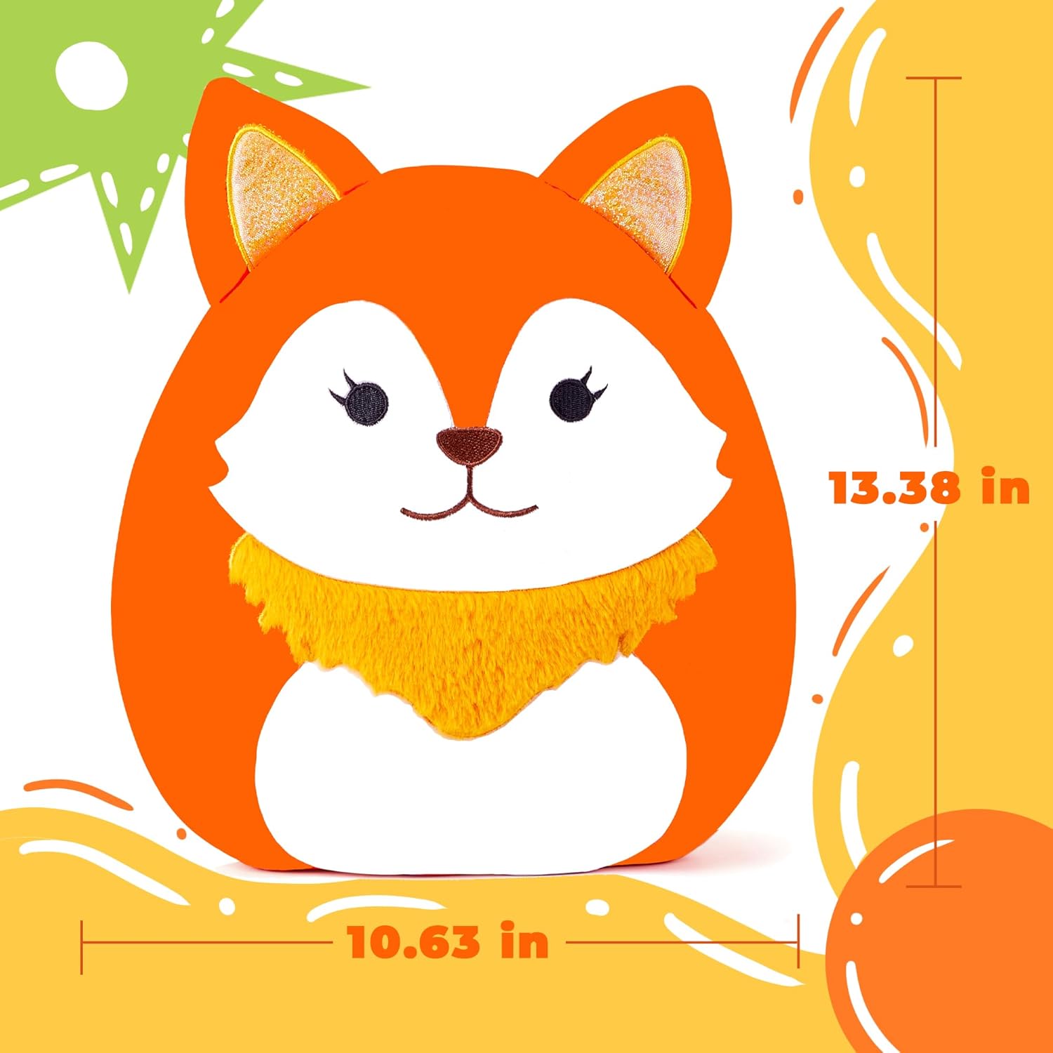 Large Fox Plush Pillow Stuffed Animal Toy