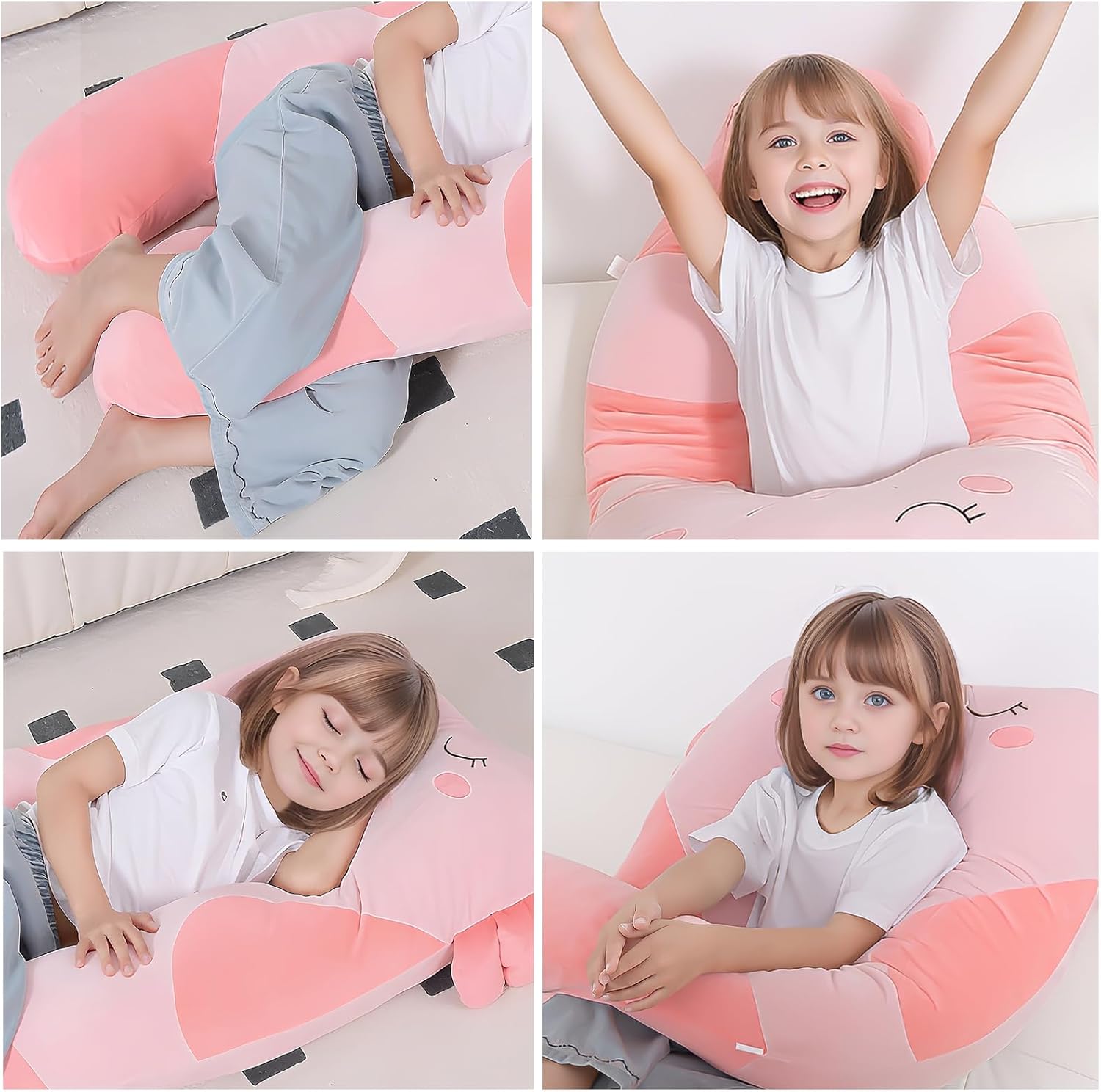 47x23 Inch U Shaped Plush Body Pillow for Kids