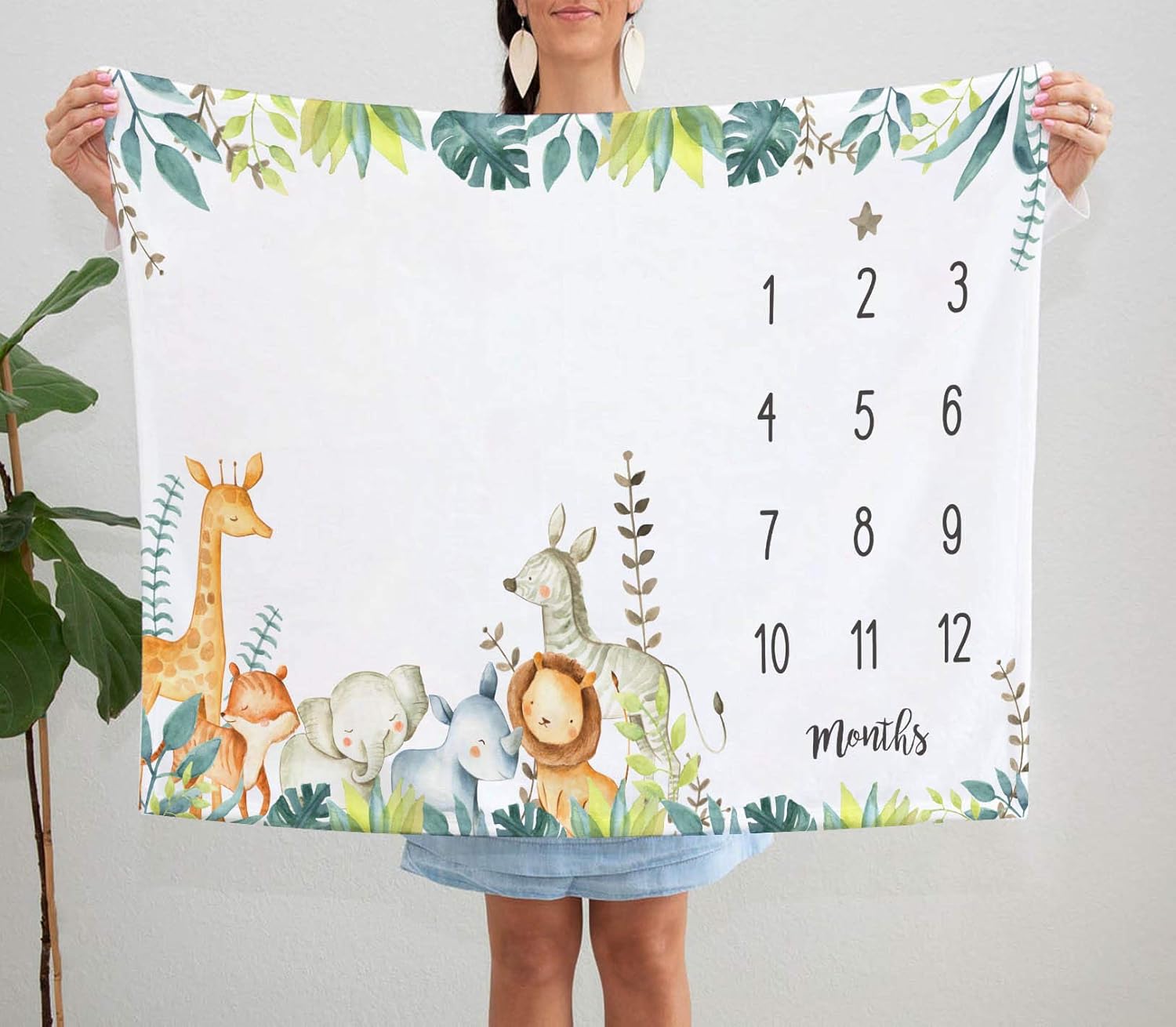 Yuzioey Safari Baby Growth Chart Blanket 1