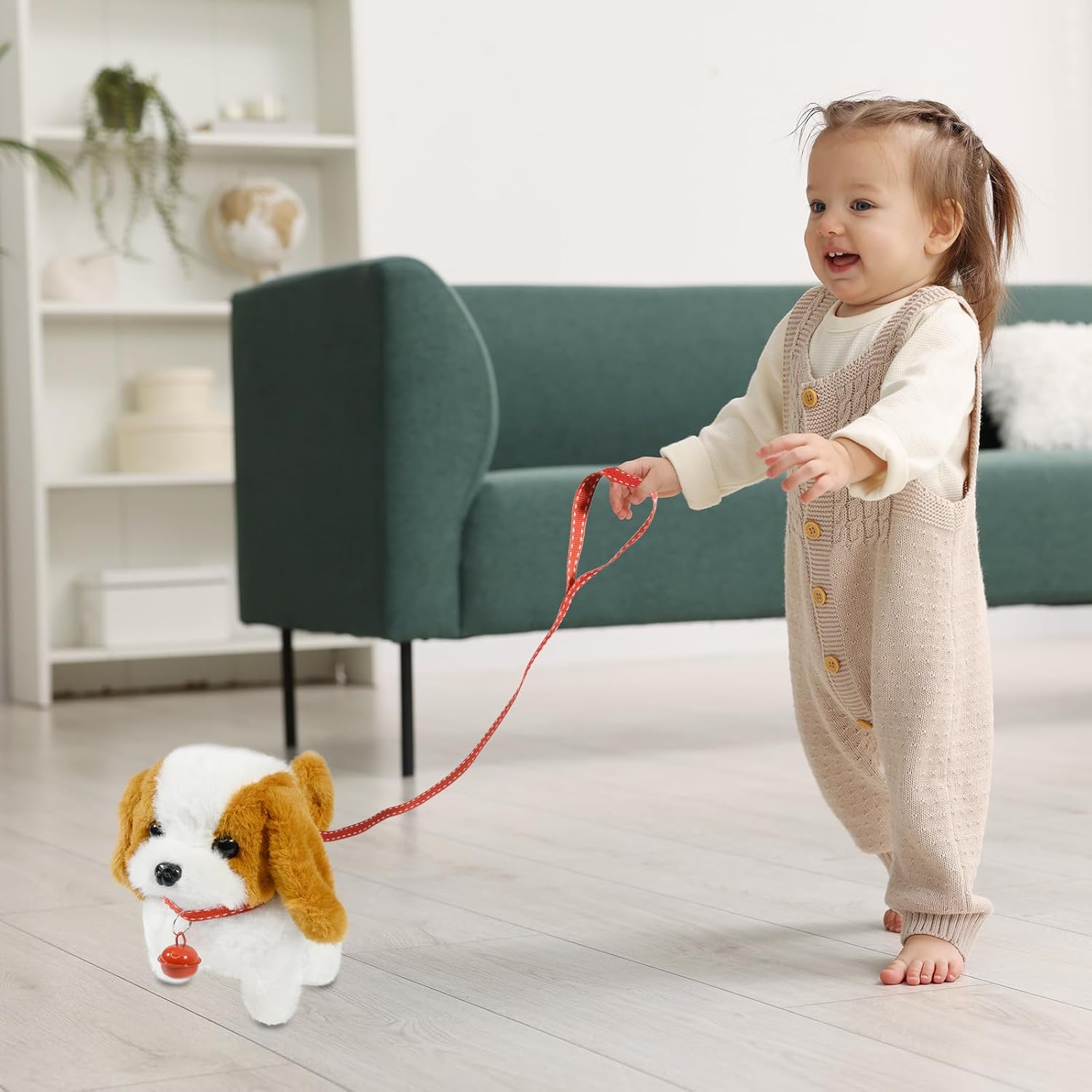 Plush Walking Dog Toy with Leash