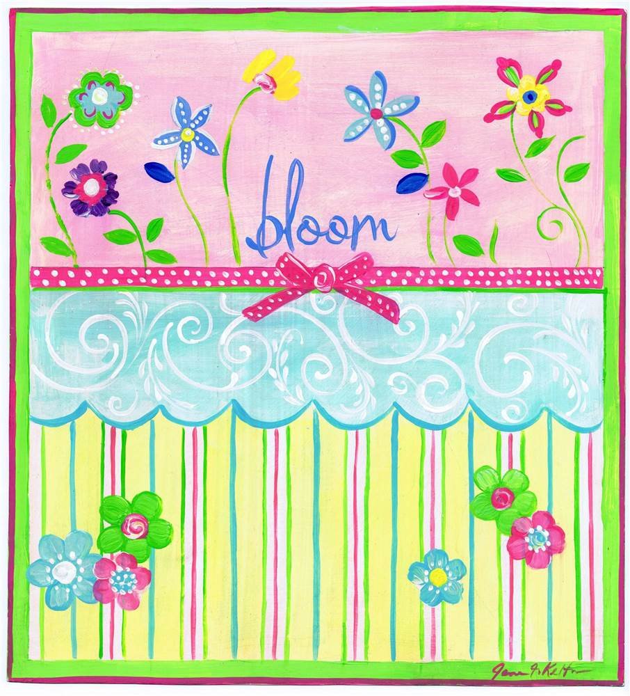 Stupell Bloom Floral and Stripes Wall Plaque