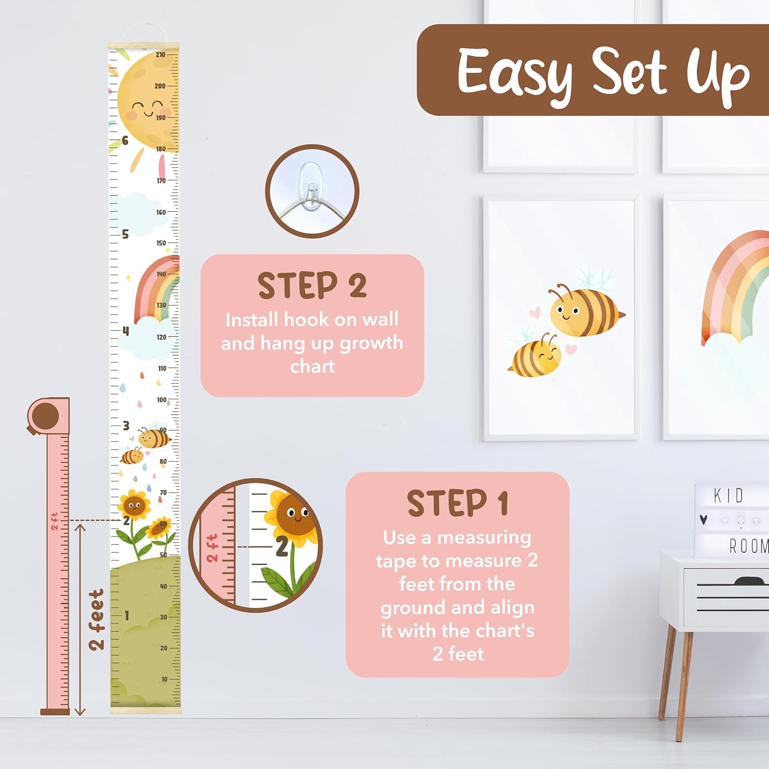 Kids Growth Chart for Wall - 82x79 Inch