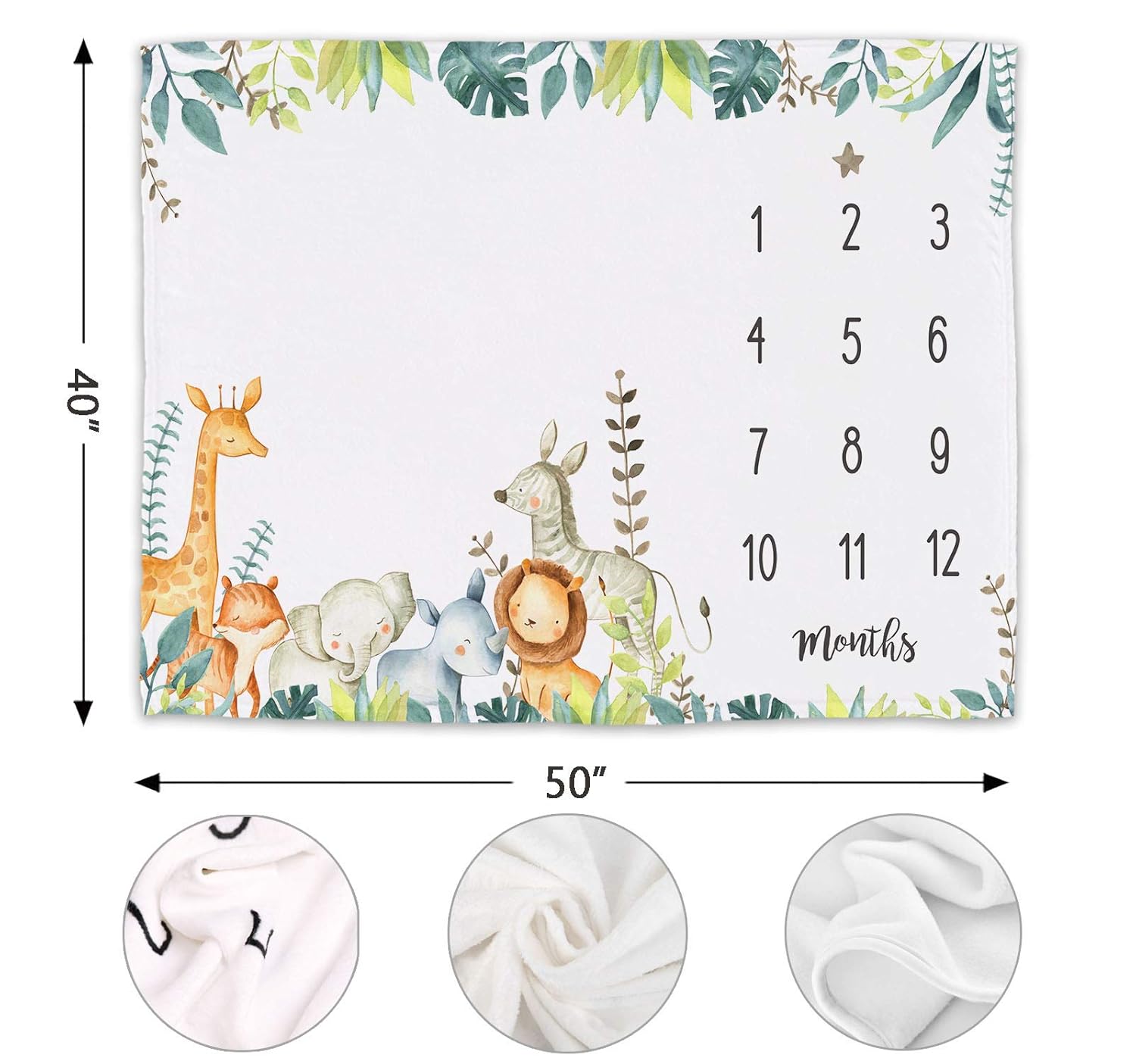 Yuzioey Safari Baby Growth Chart Blanket 1