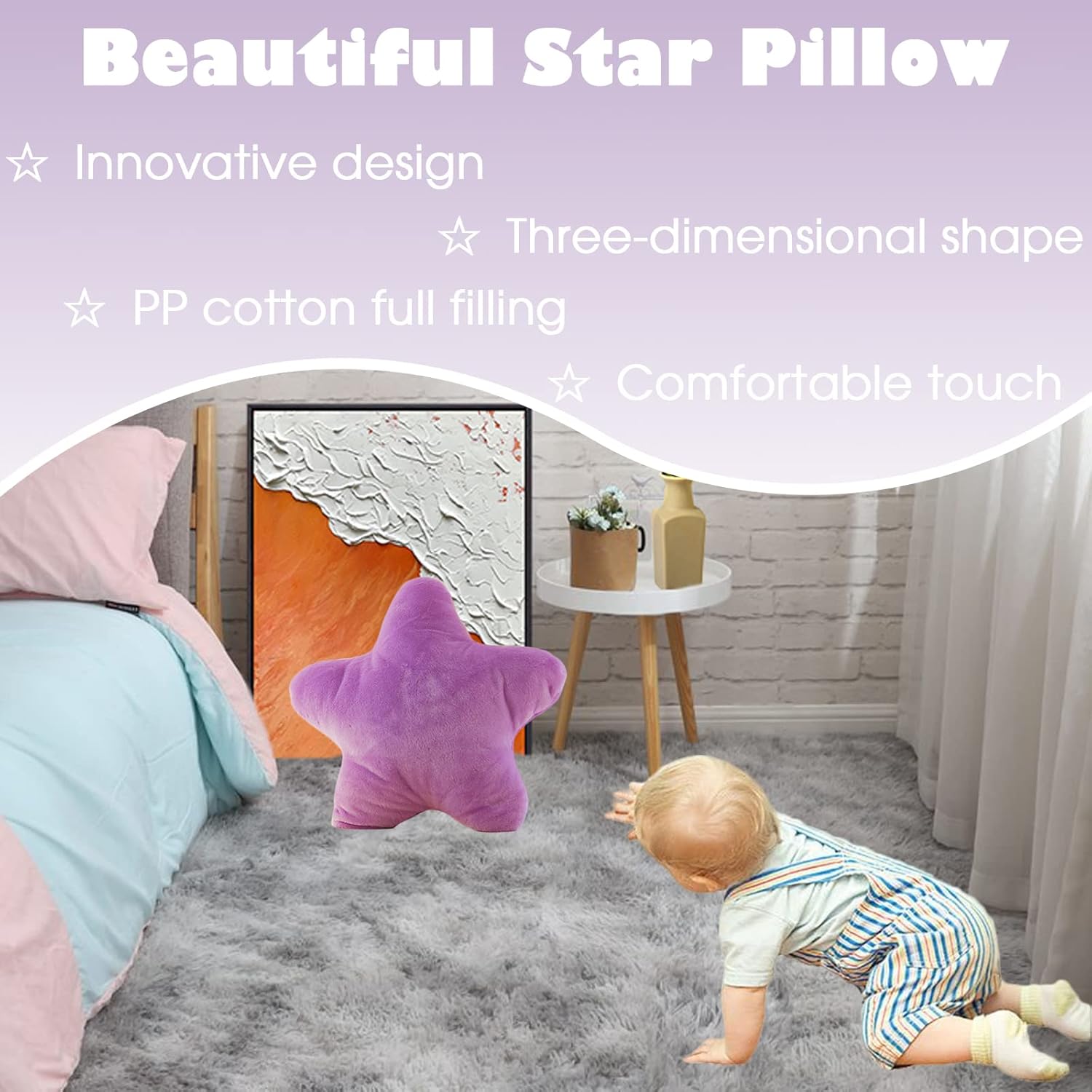 Star Pillow Plush Purple Cute Toy for Kids 157 Inch 1