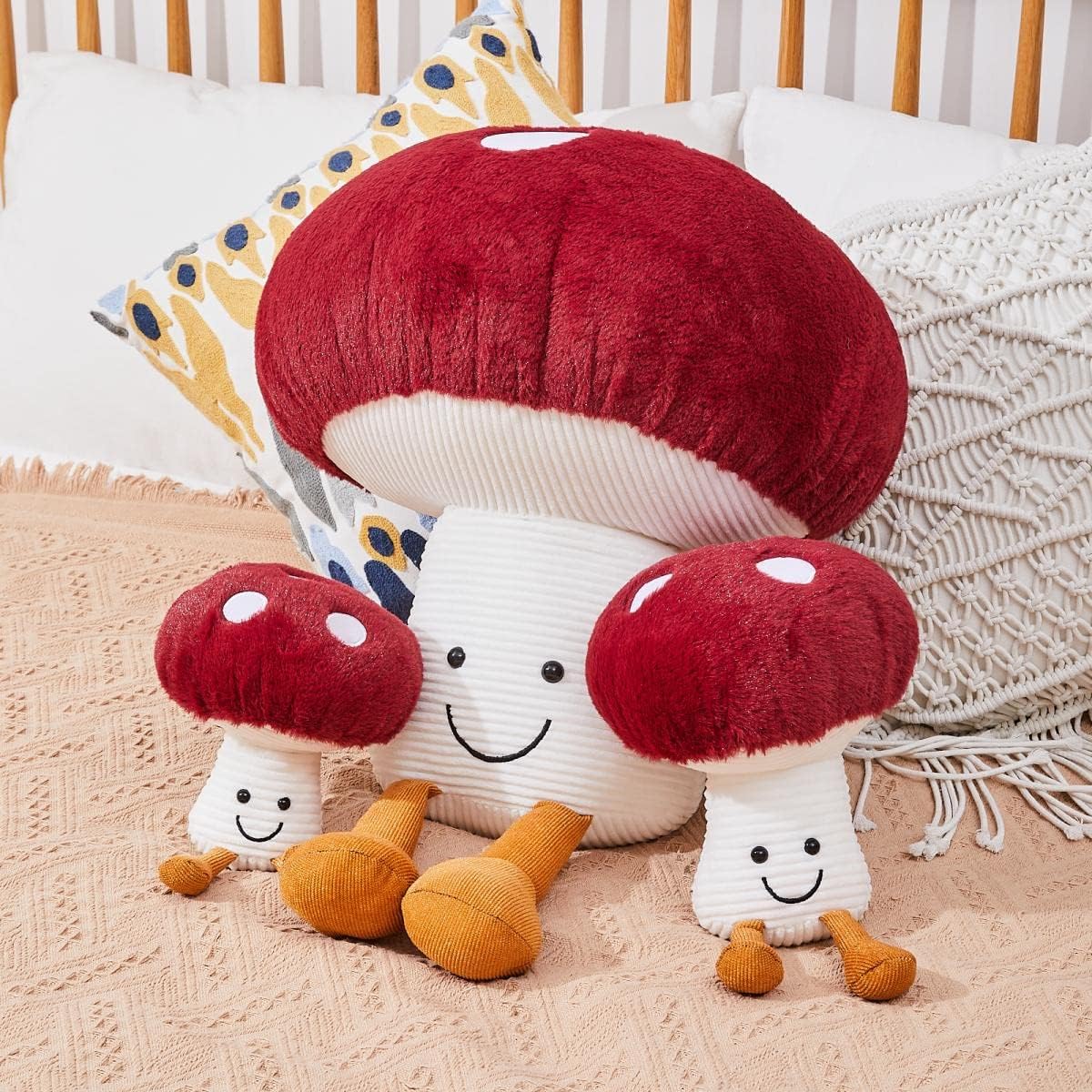Bestsea Red Mushroom Plush Pillow