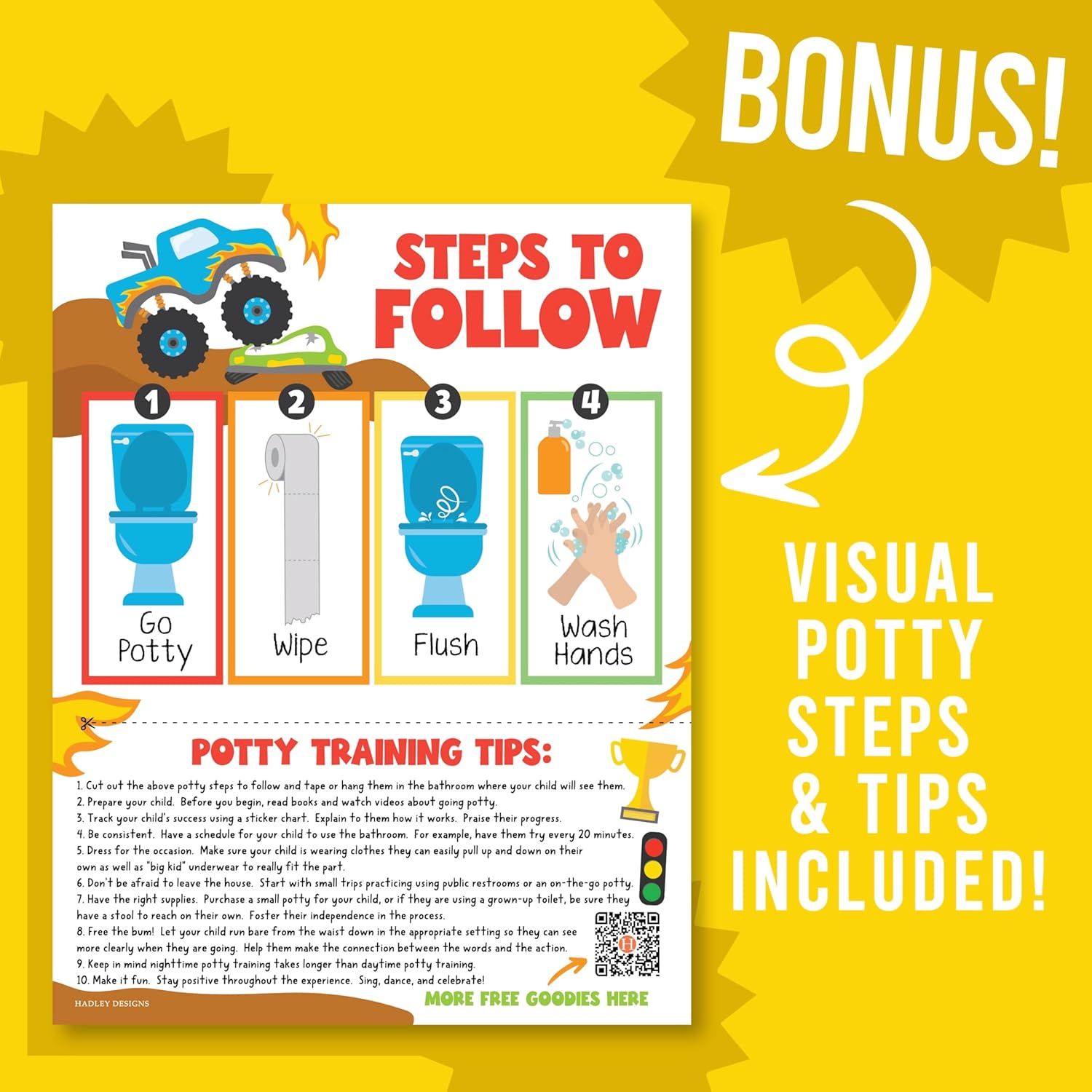 Hadley Designs Potty Training Chart for Toddlers Boys