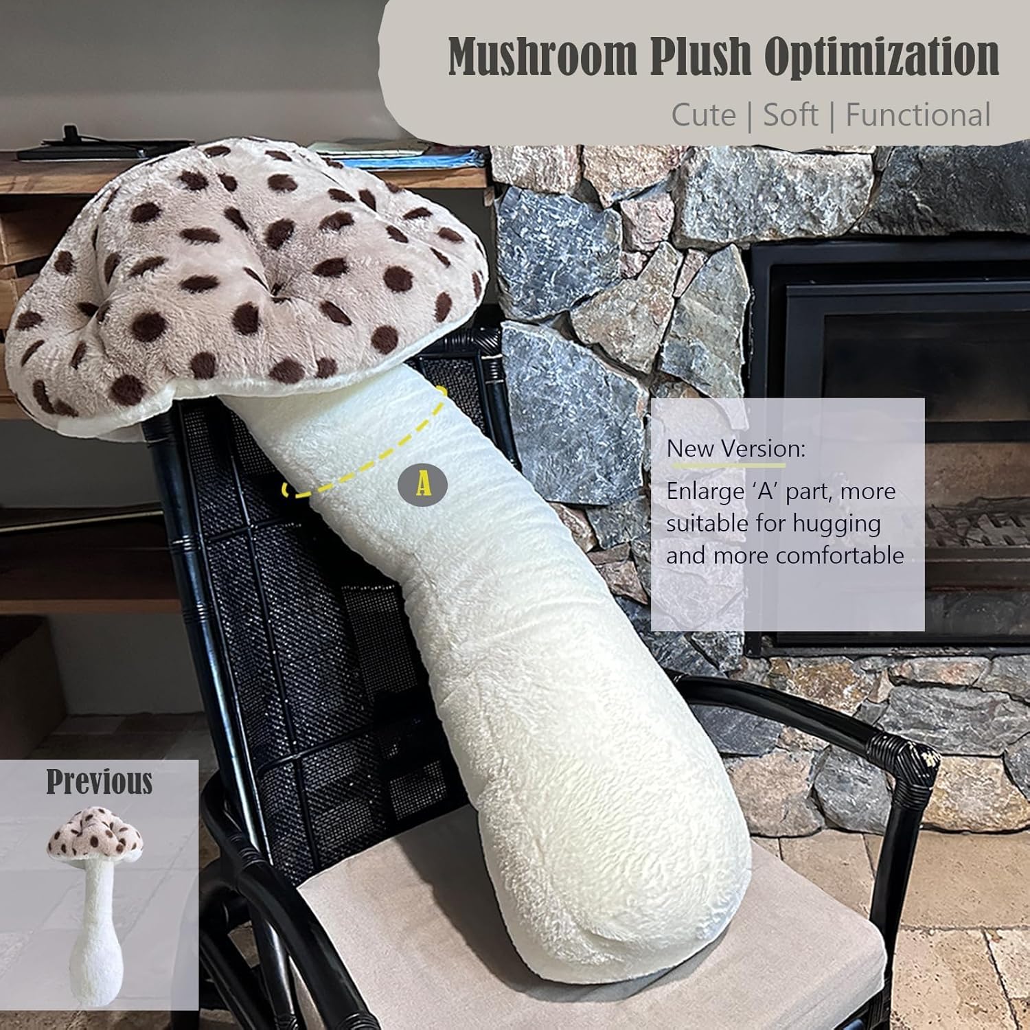 Hofun4U Mushroom Plush Pillow - Brown