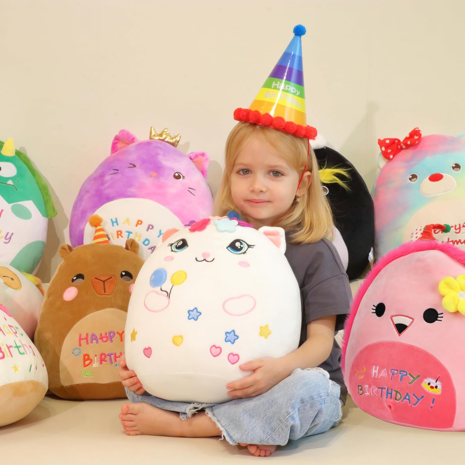 Easfan Birthday Princess Kitty Plush Pillow