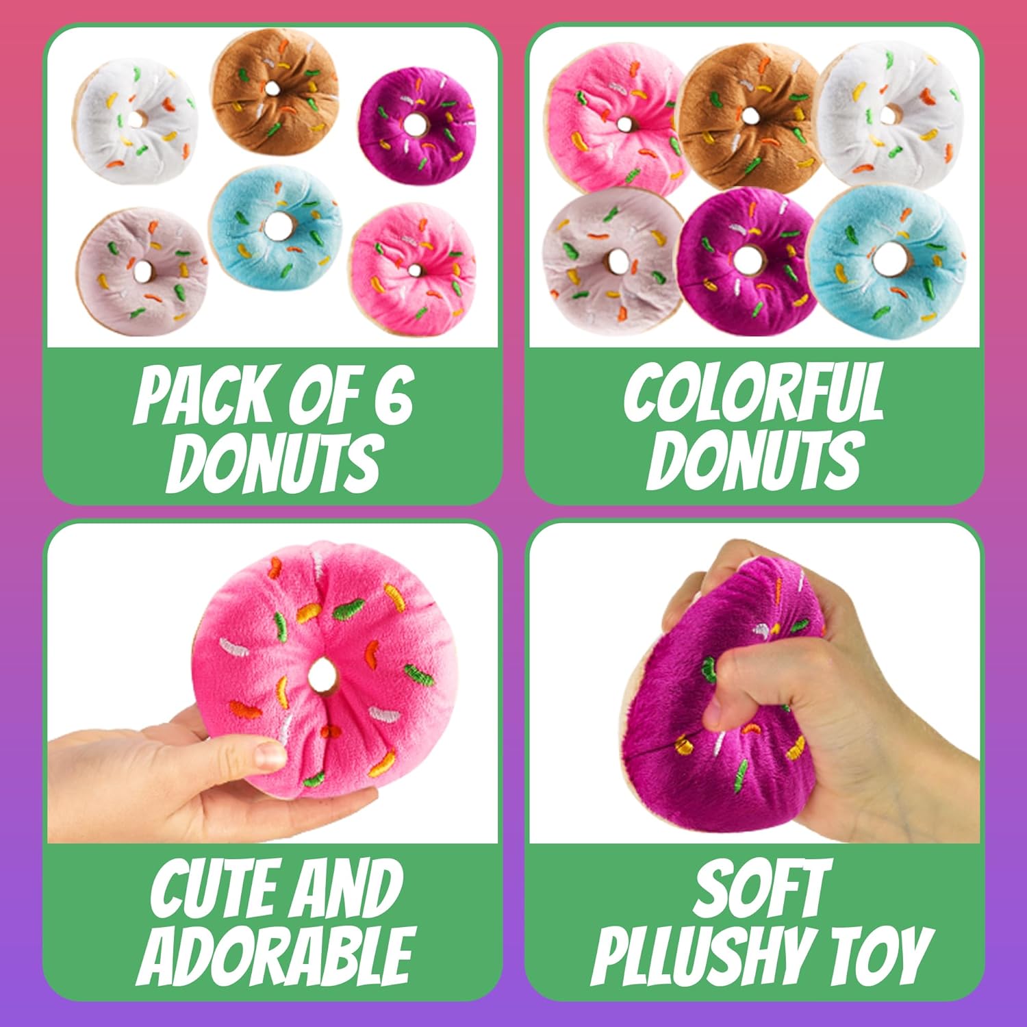 Bedwina Plush Donut Party Decorations Pack of 6