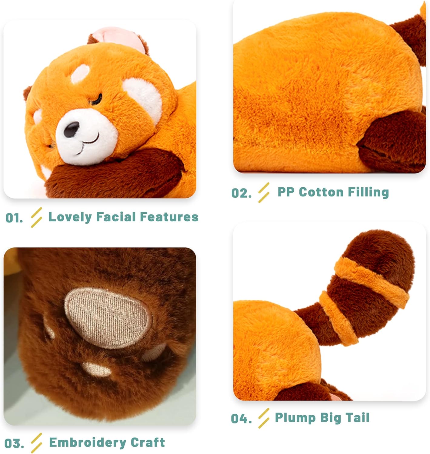 Big Red Panda Plush Pillow Toy