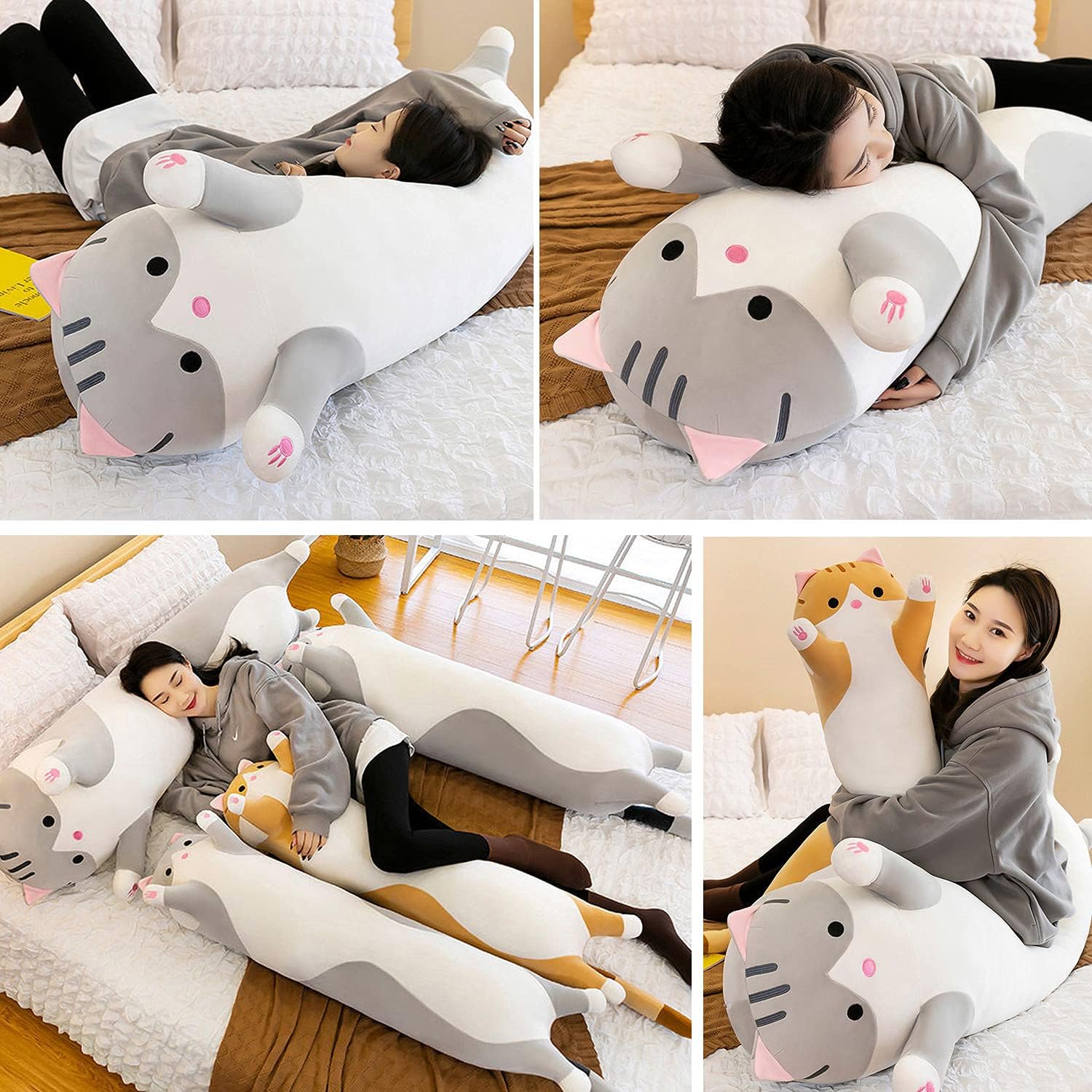 Giant Cat Plush Pillow for Kids and Girlfriend