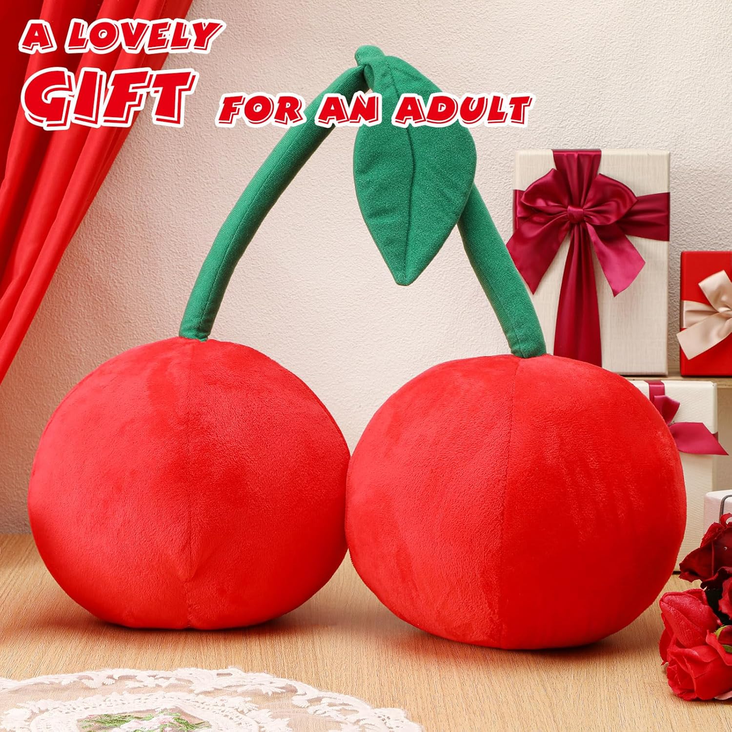 Cute Cherry Plush Pillow for Home Decor