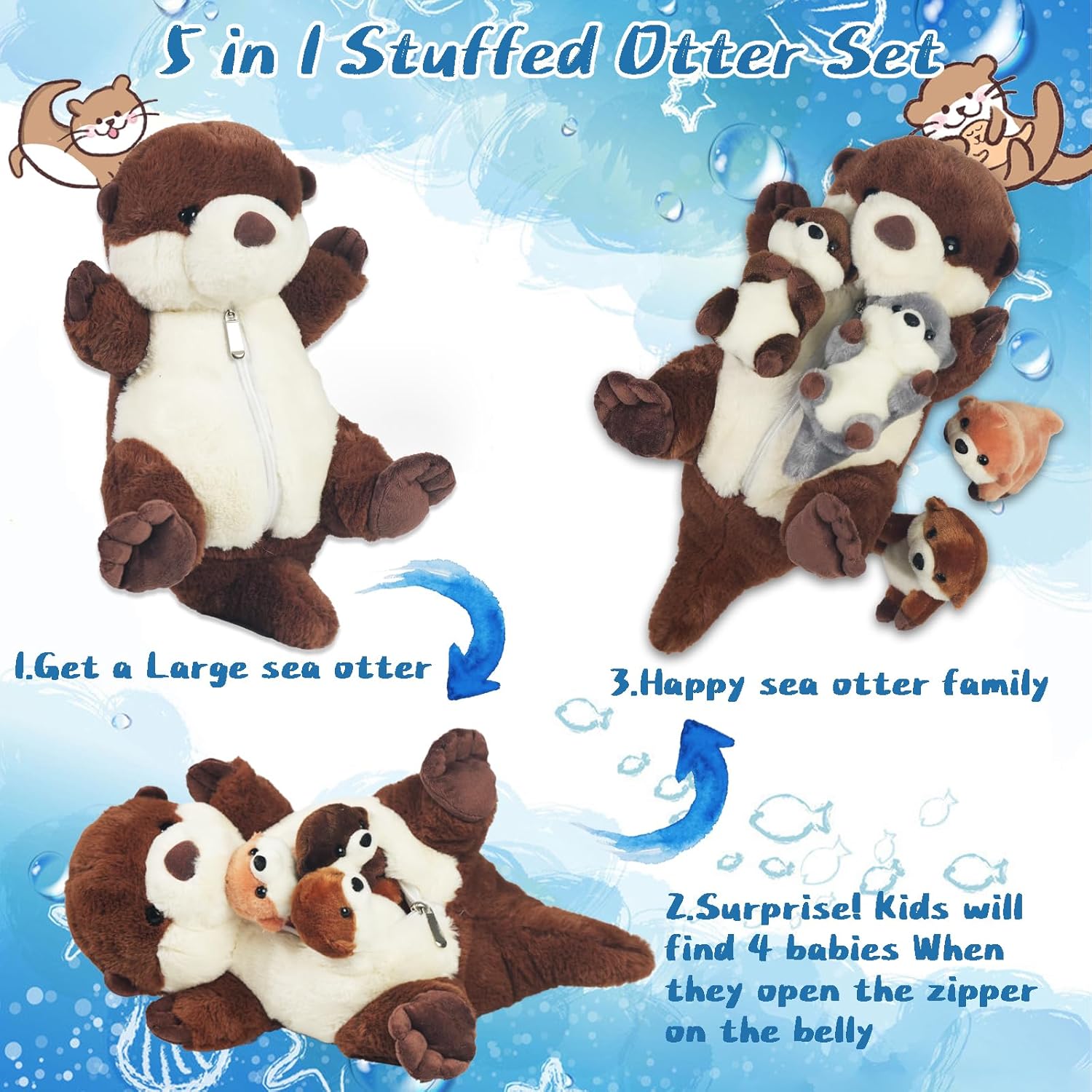 5 Pcs Sea Otter Plush Set